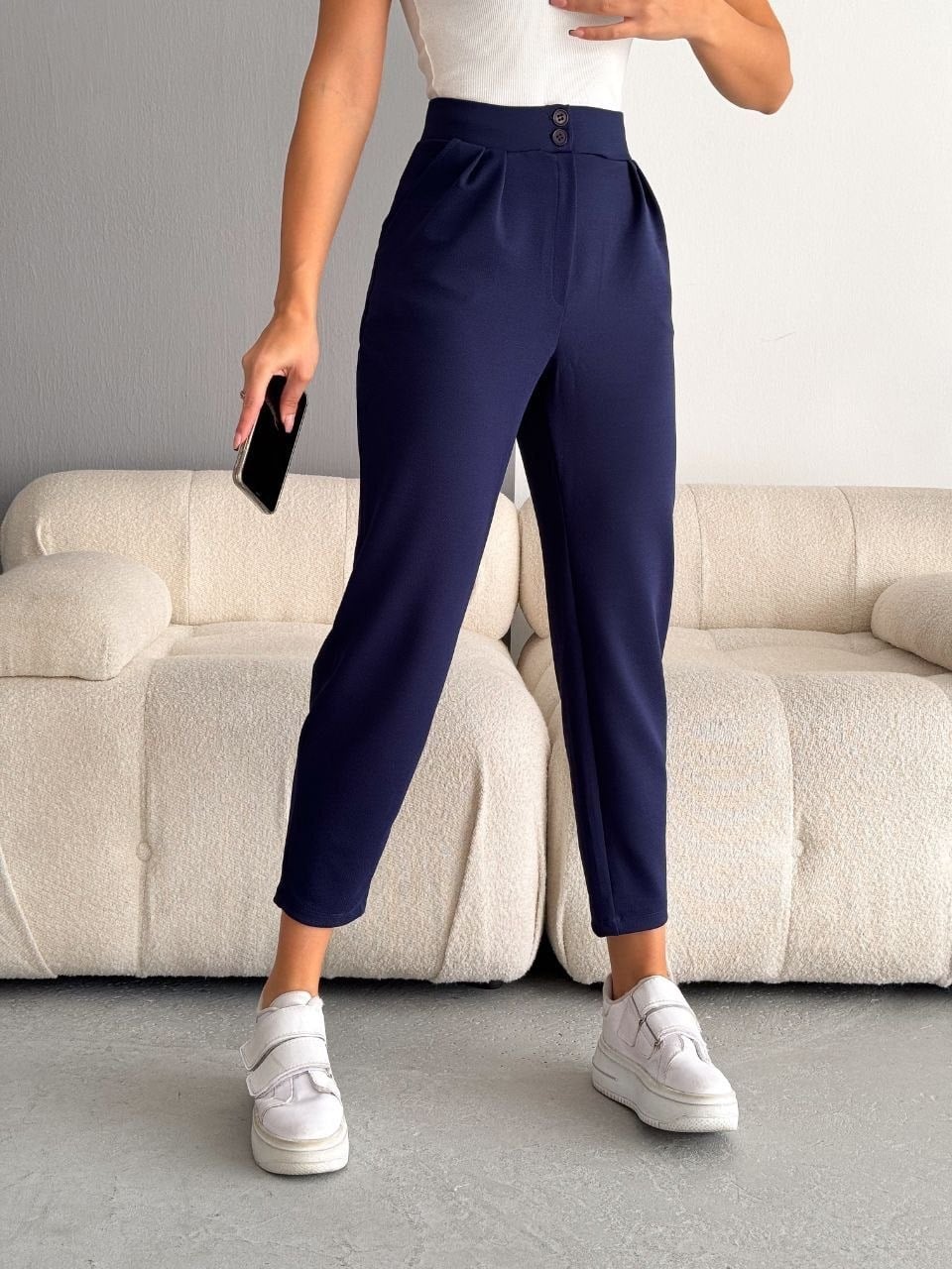 ZARA CREP FULL LİKRALI HAVUÇ PANTOLON LACİVERT