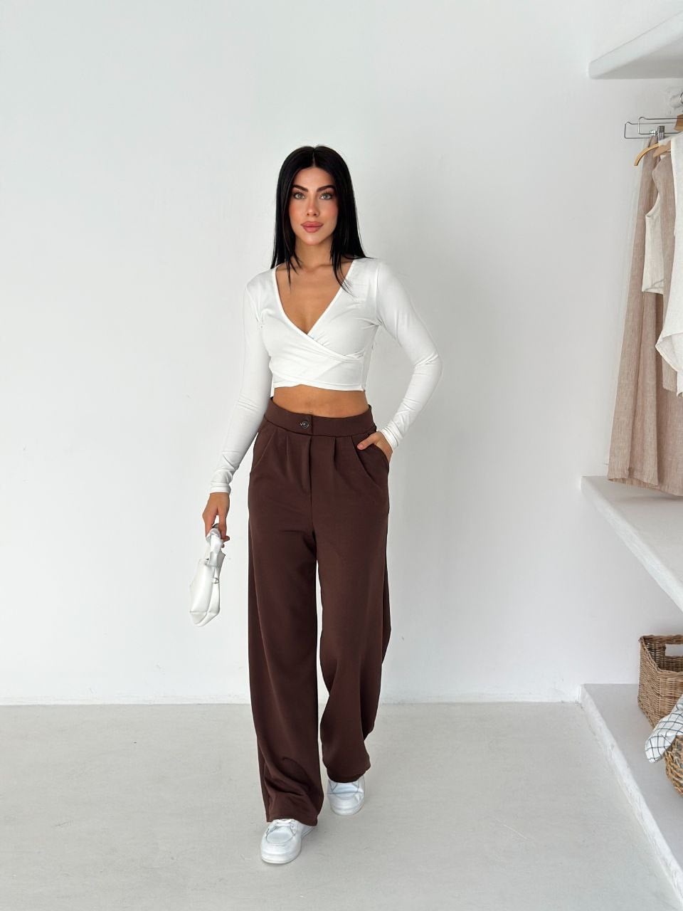 ZARA CREP PALAZO PANTOLON KAHVE