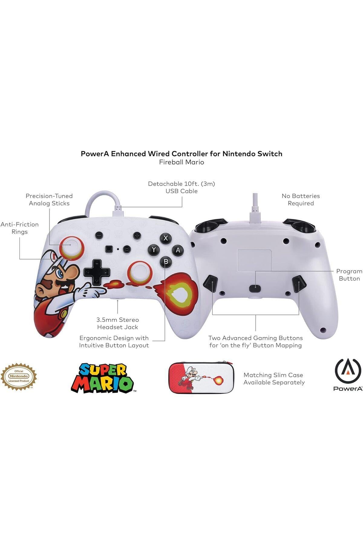 NINTENDO SWITCH ENHANCED KABLOLU OYUN KUMANDASI FIREBALL MARIO