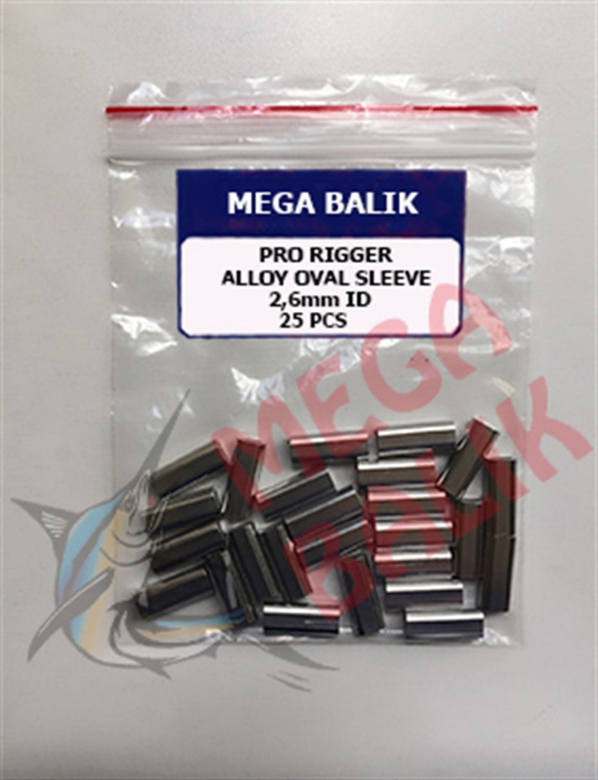 MEGA Aluminium Oval Sleeve, 2,6 mm (25 piece)