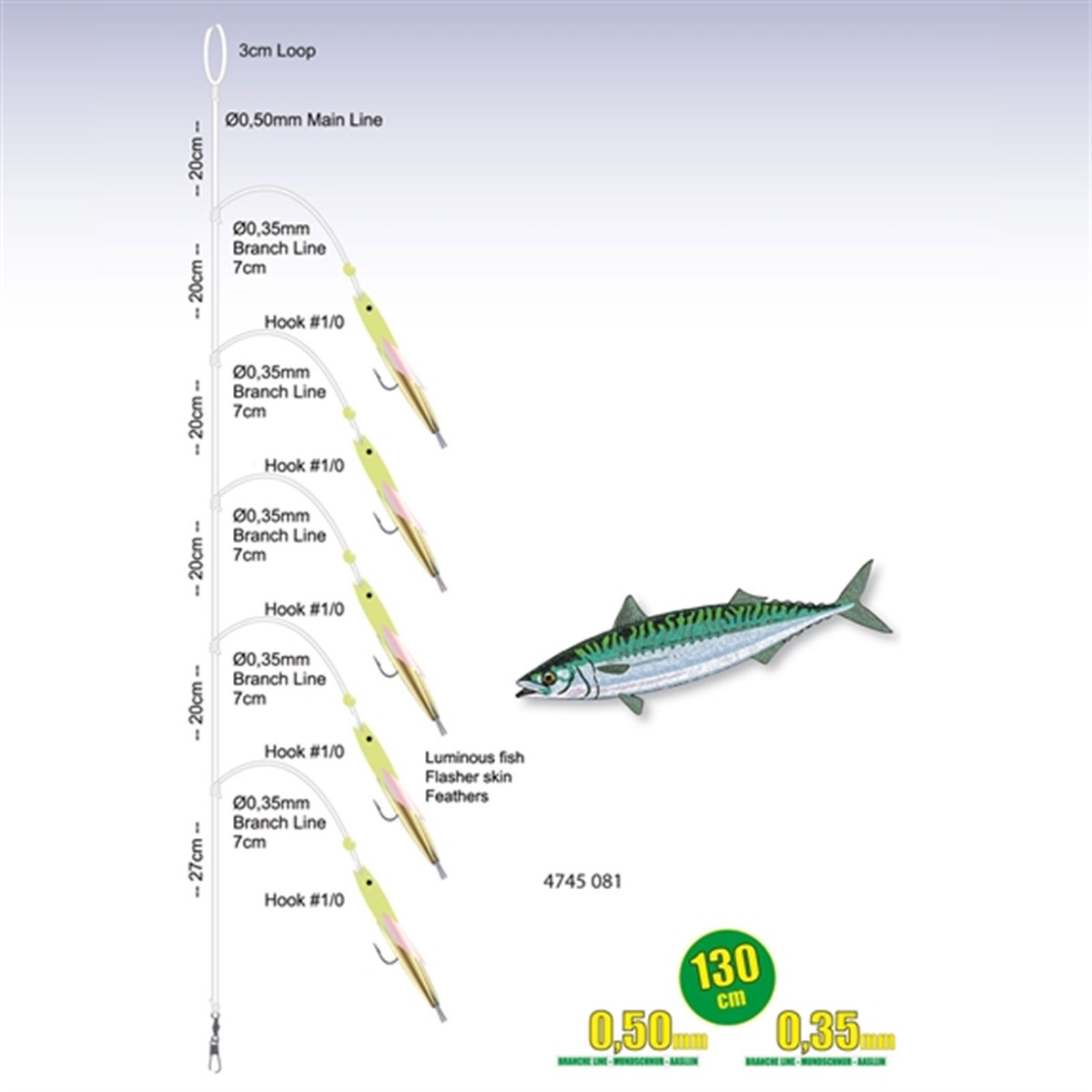 SPRO 5HK MACKEREL BAITFISH RIG #1/0 (5 Hook)
