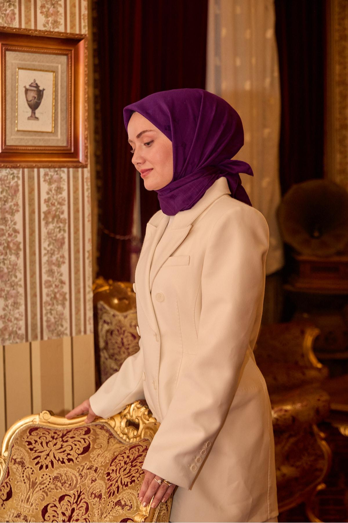 Silk Home EşarpMonogram Pamuk İpek Eşarp 130001-04