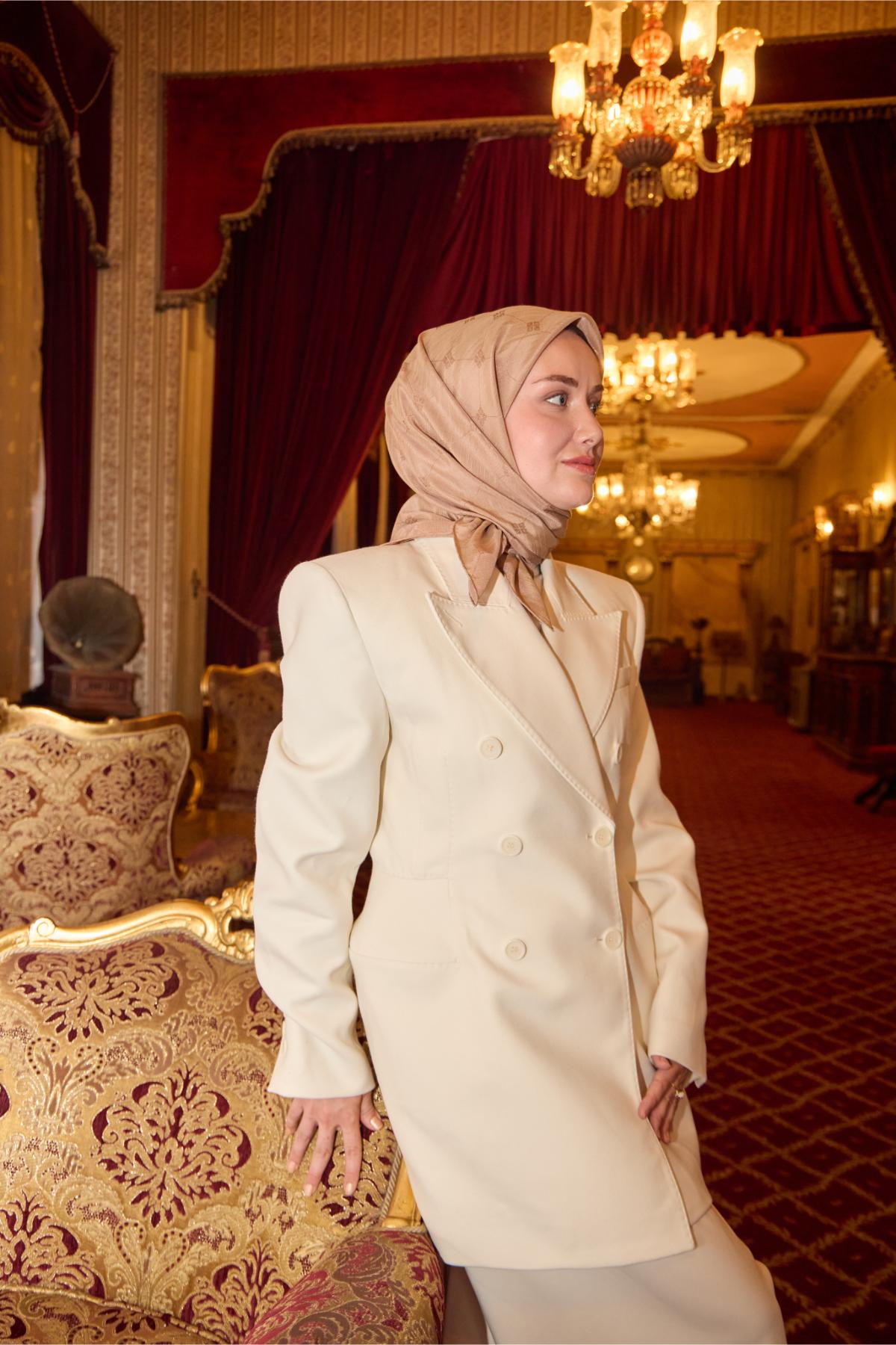 Silk Home EşarpMonogram Pamuk İpek Eşarp 130001-05