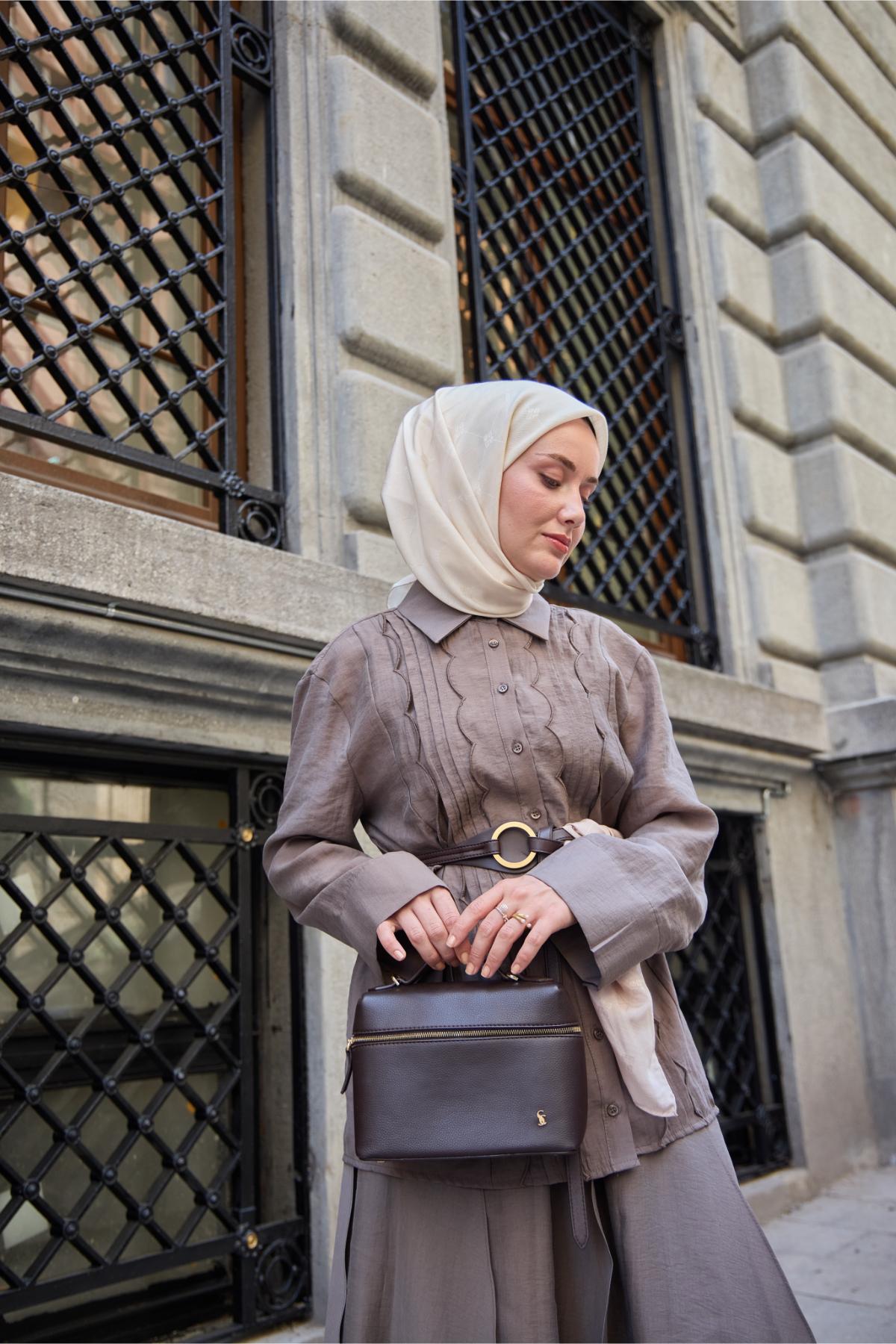 Silk Home EşarpMonogram Pamuk İpek Eşarp 130001-14