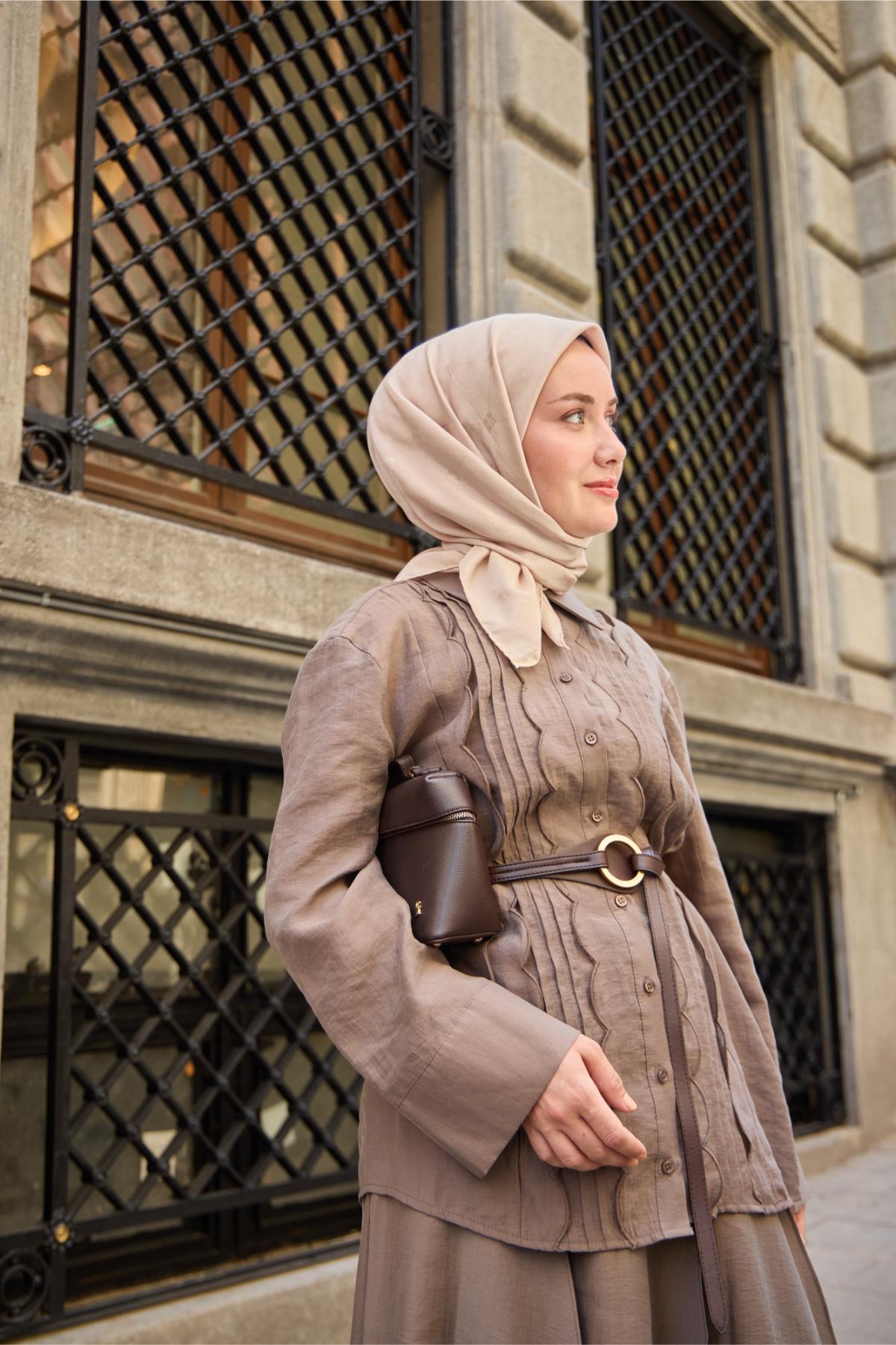 Silk Home EşarpMonogram Pamuk İpek Eşarp 130001-15