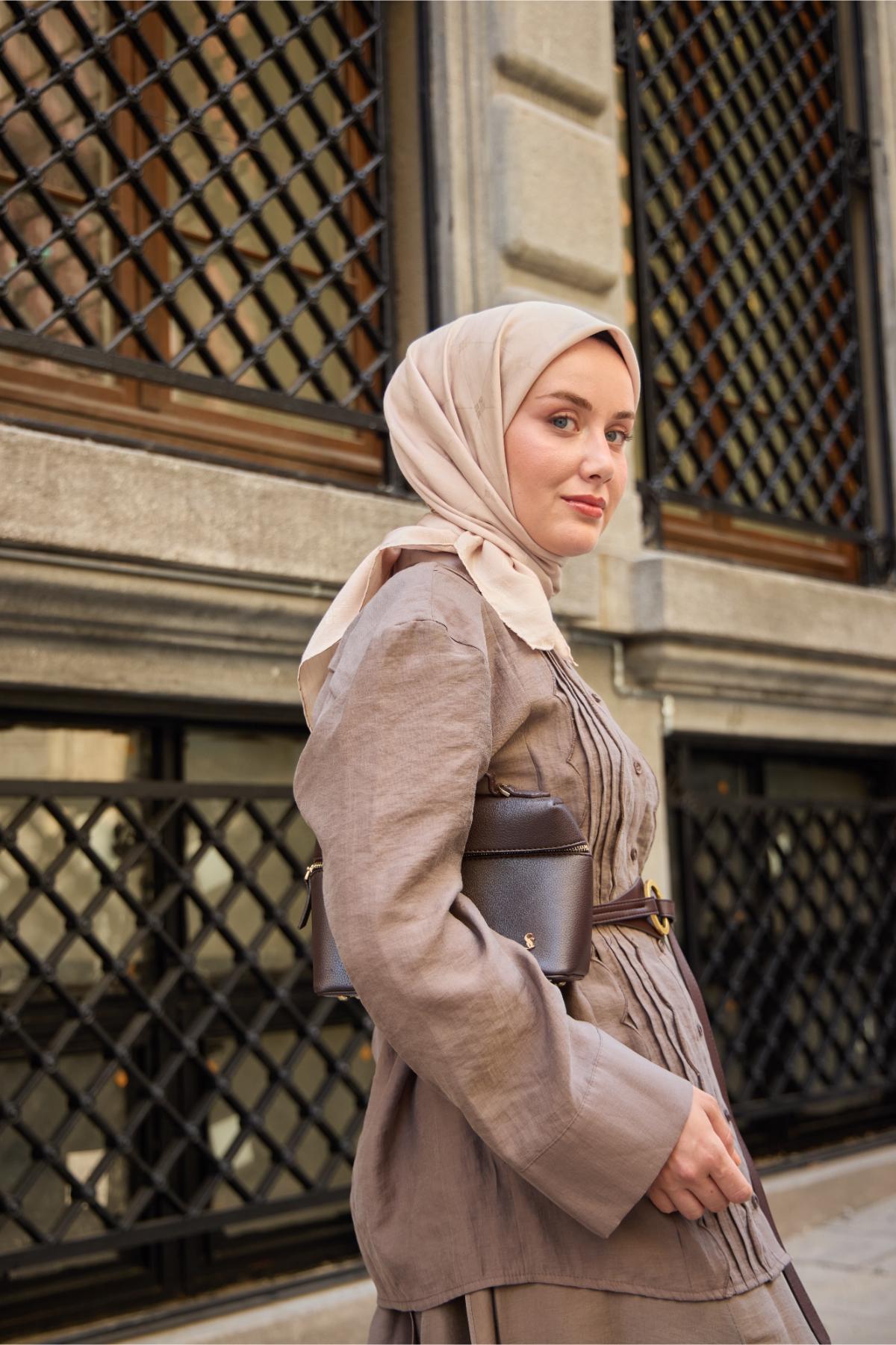 Silk Home EşarpMonogram Pamuk İpek Eşarp 130001-15