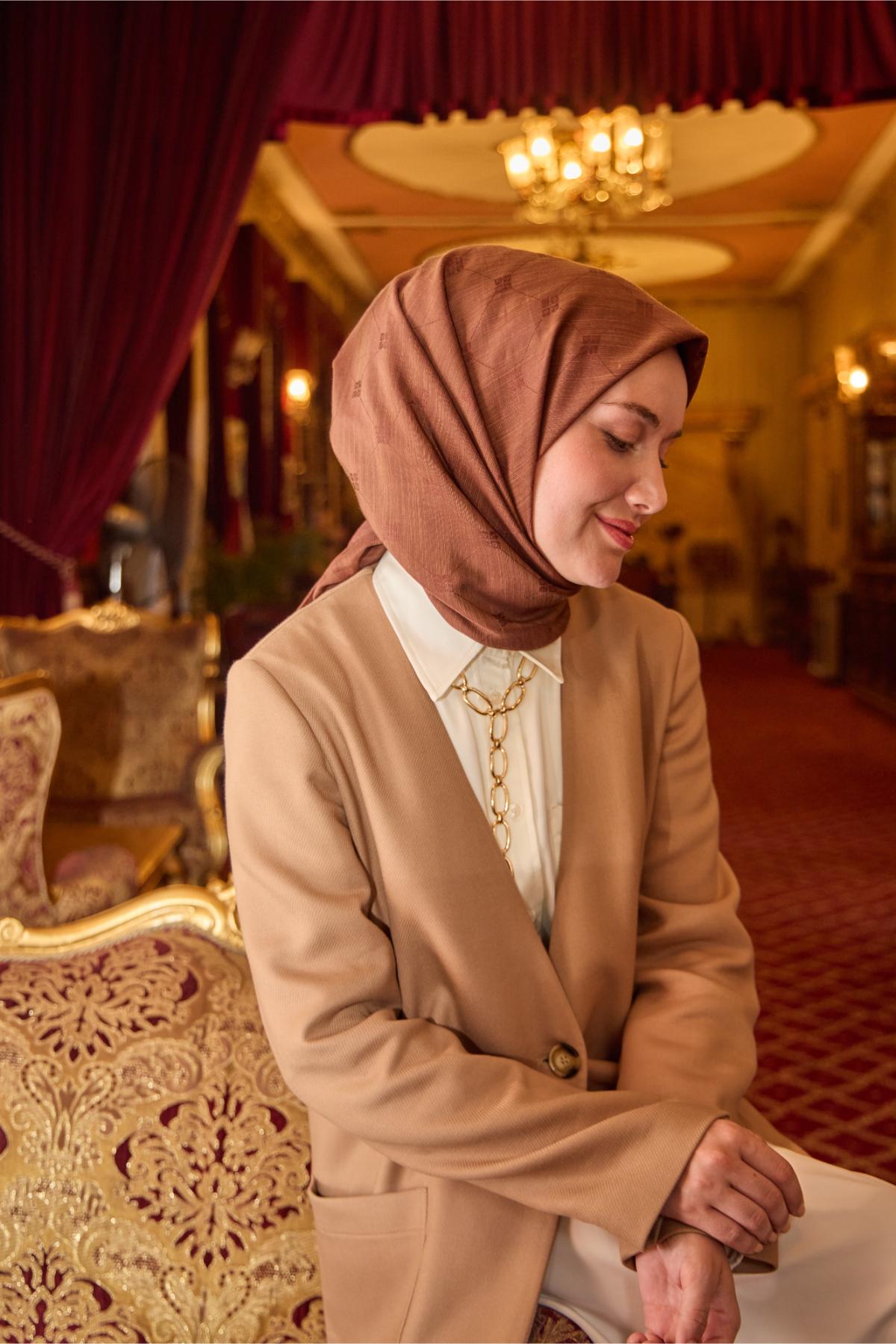 Silk Home EşarpMonogram Pamuk İpek Eşarp 130001-22