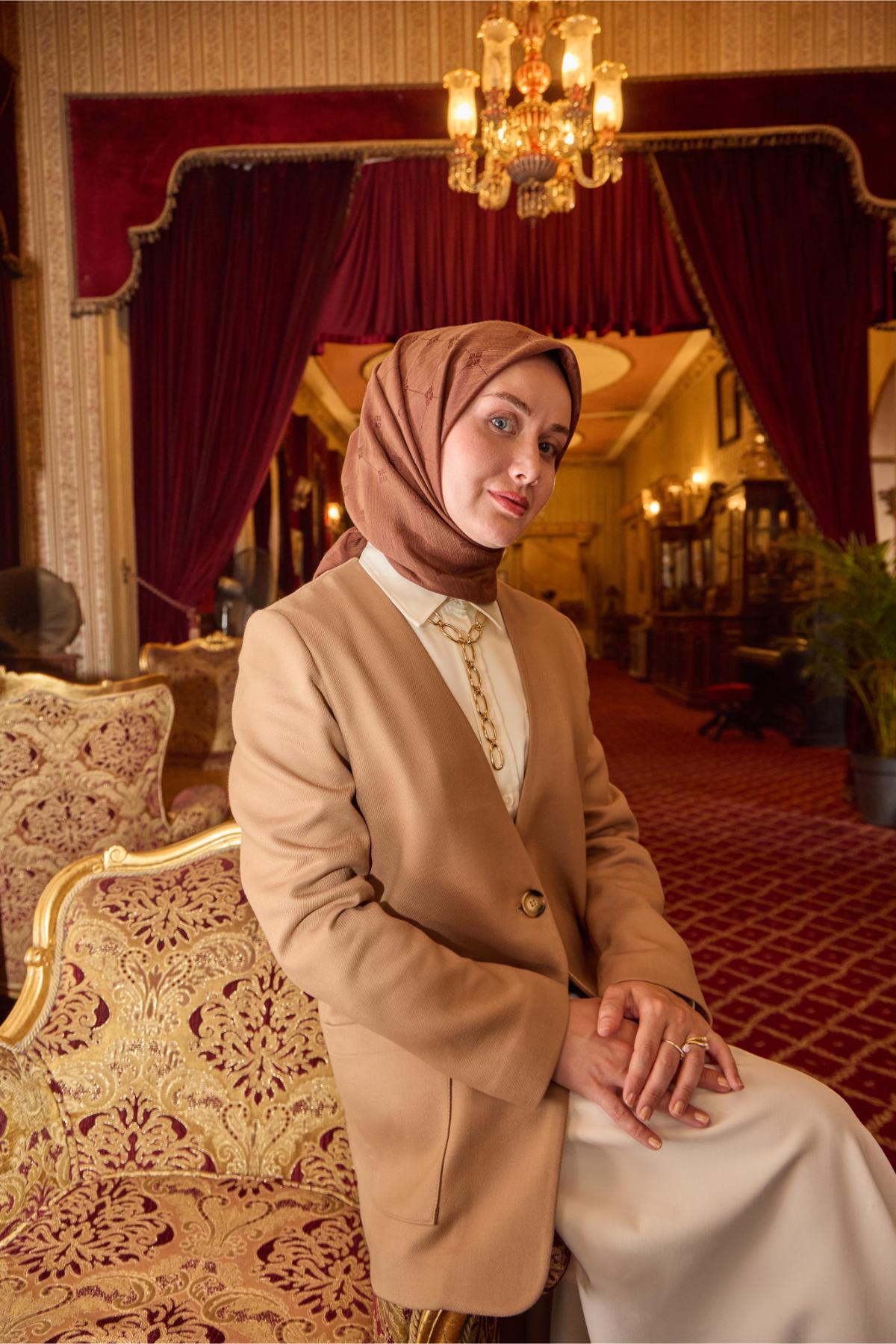 Silk Home EşarpMonogram Pamuk İpek Eşarp 130001-22