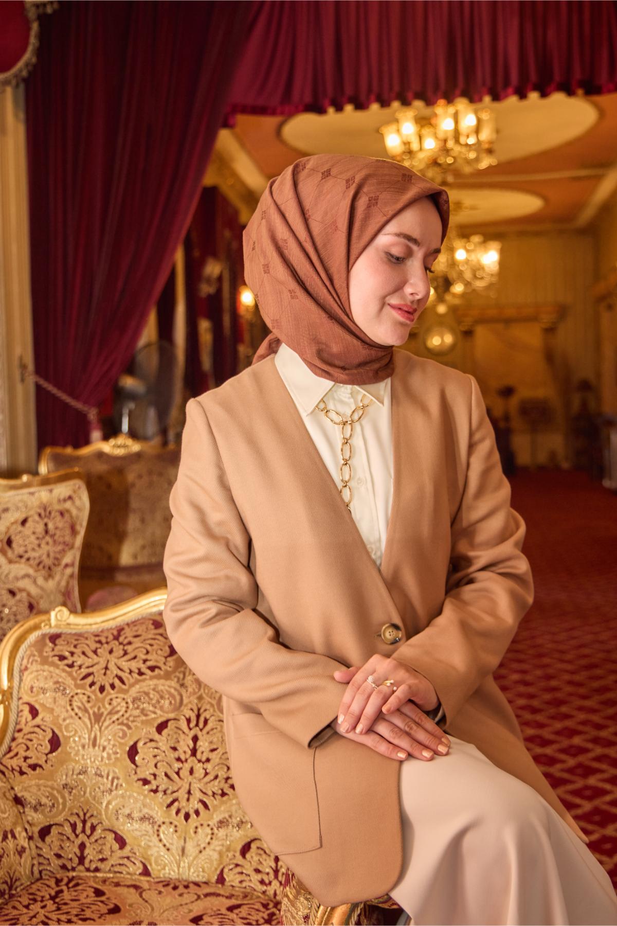 Silk Home EşarpMonogram Pamuk İpek Eşarp 130001-22