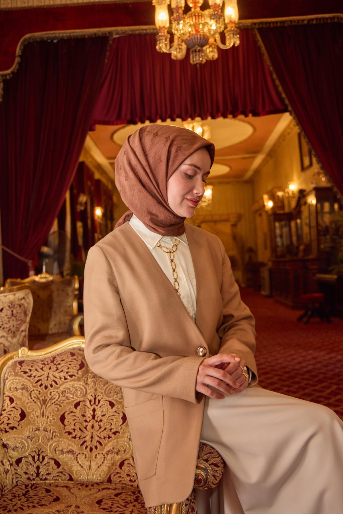 Silk Home EşarpMonogram Pamuk İpek Eşarp 130001-22