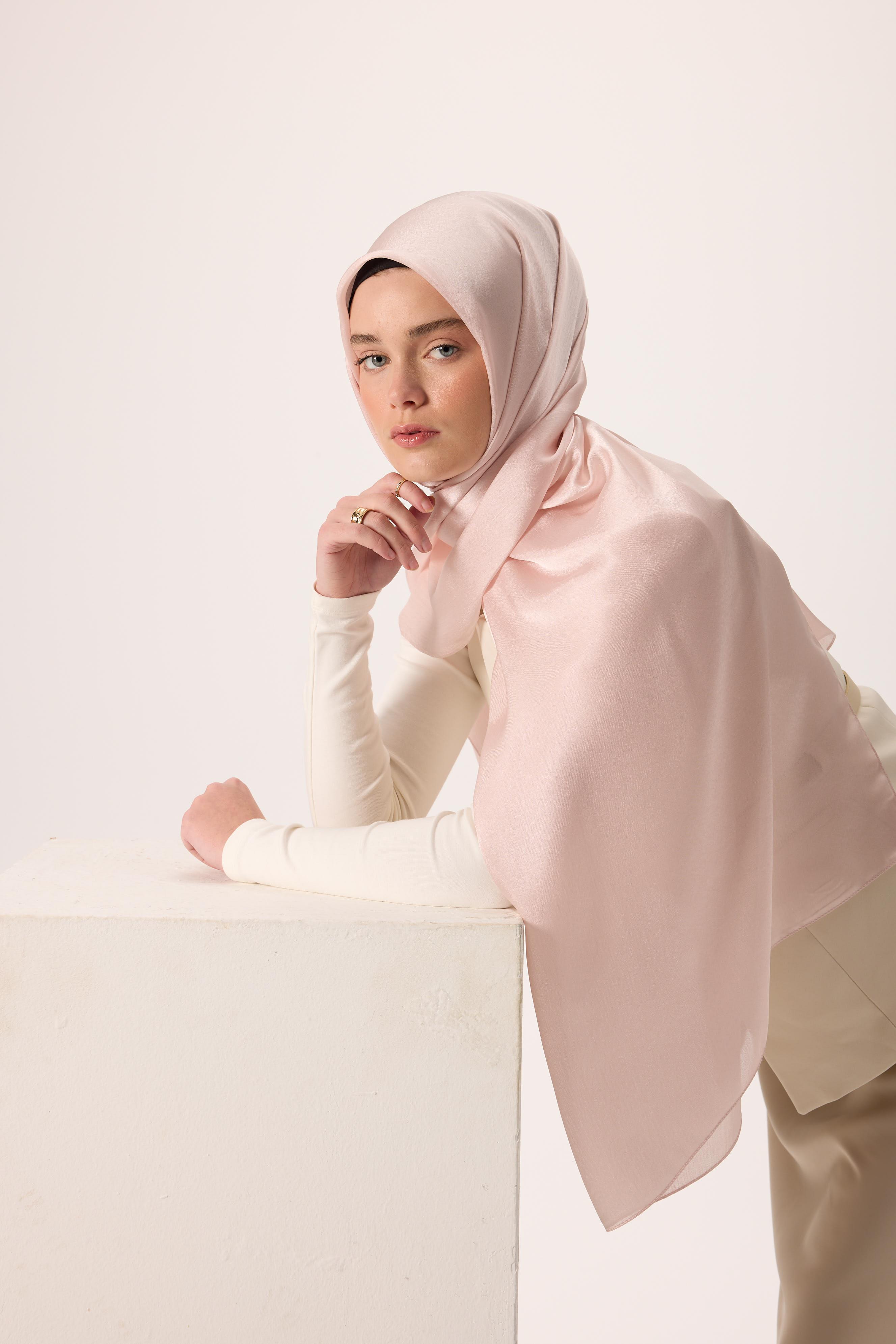 Janjan ŞalSilk Home Janjan Tek Taraflı Şal Parlak Dokulu Pudra Pembe 75x200