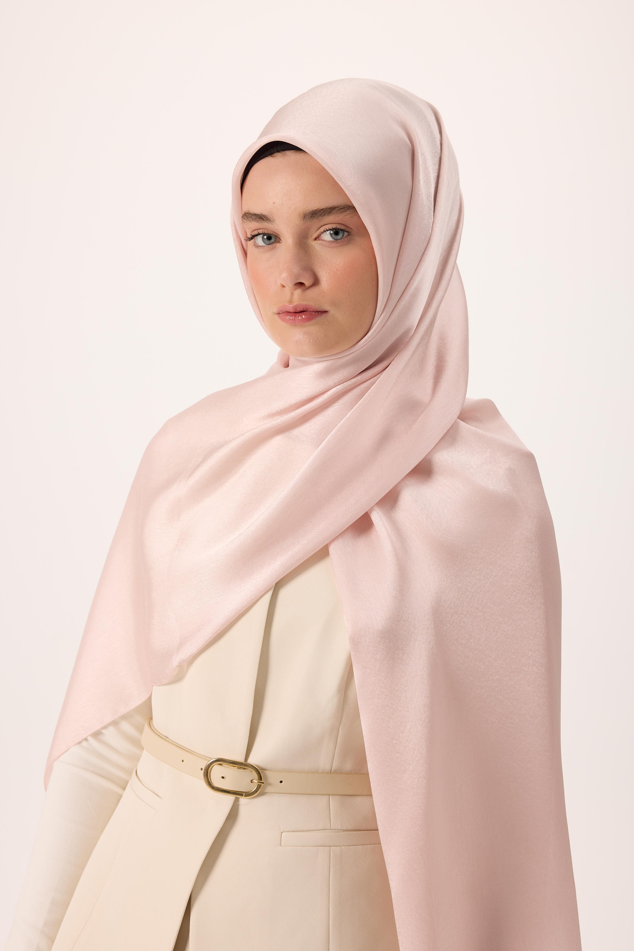 Janjan ŞalSilk Home Janjan Tek Taraflı Şal Parlak Dokulu Pudra Pembe 75x200