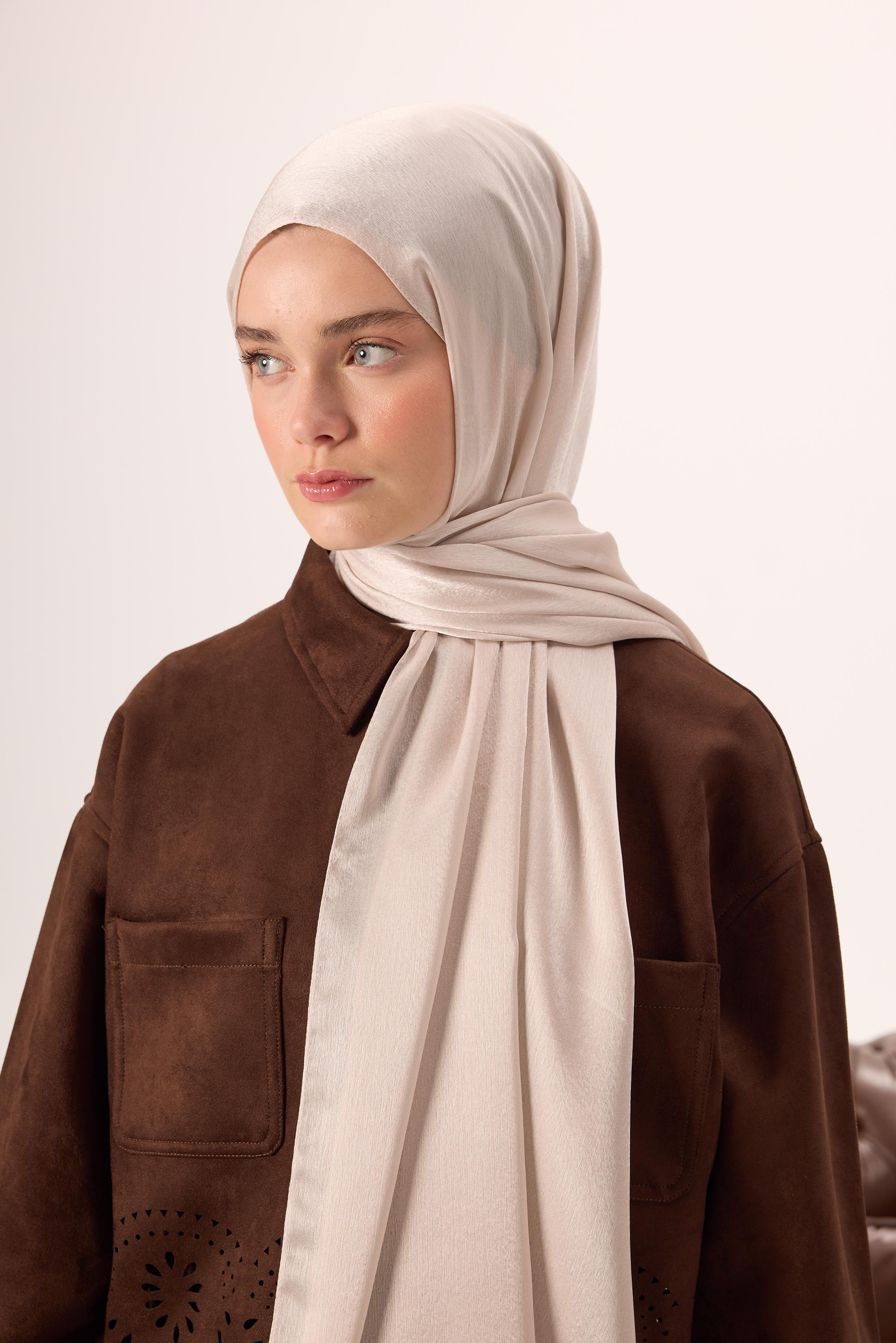 Janjan ŞalSilk Home Janjan Tek Taraflı Şal Parlak Dokulu Bej 75x200