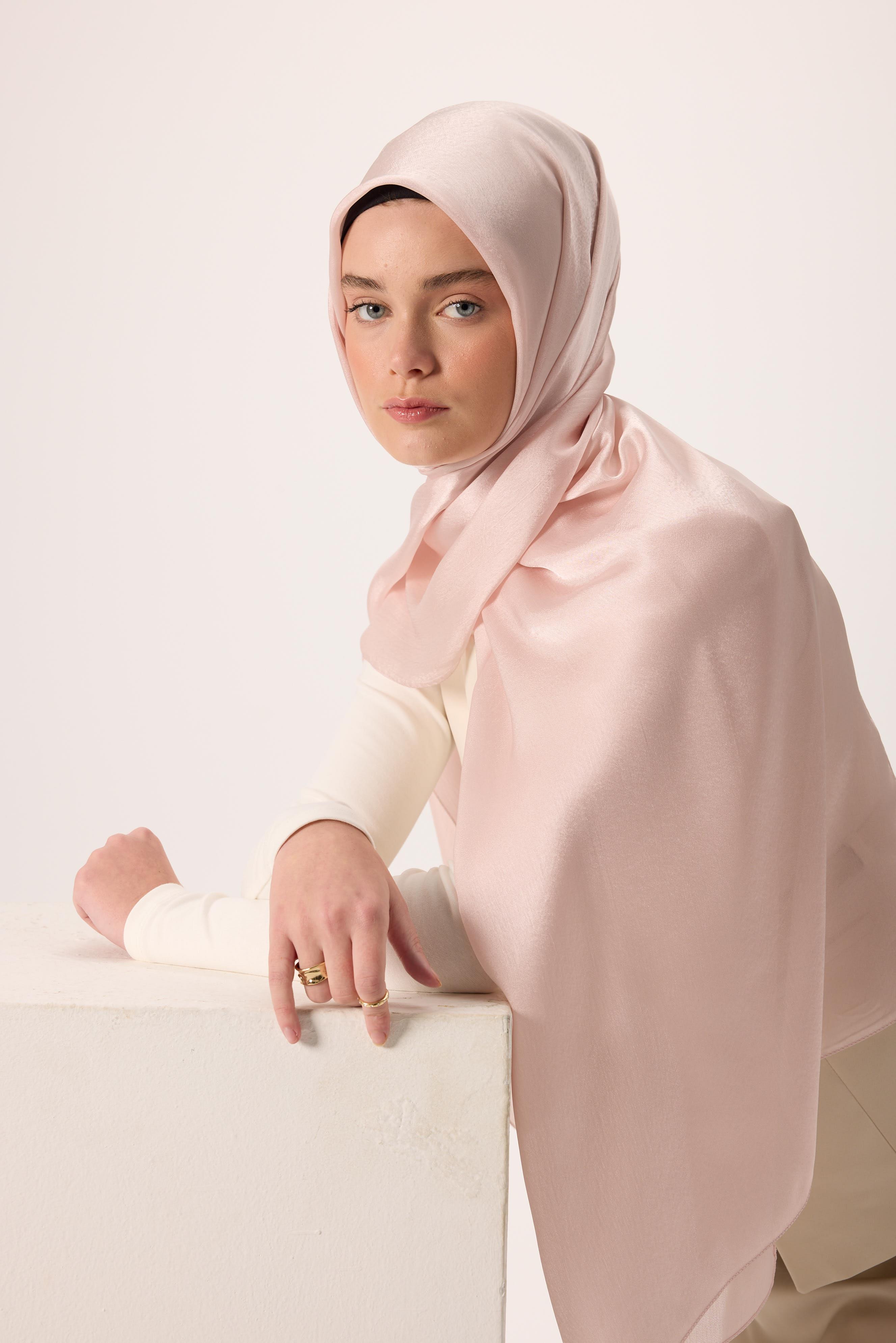 Janjan ŞalSilk Home Janjan Tek Taraflı Şal Parlak Dokulu Pudra Pembe 75x200