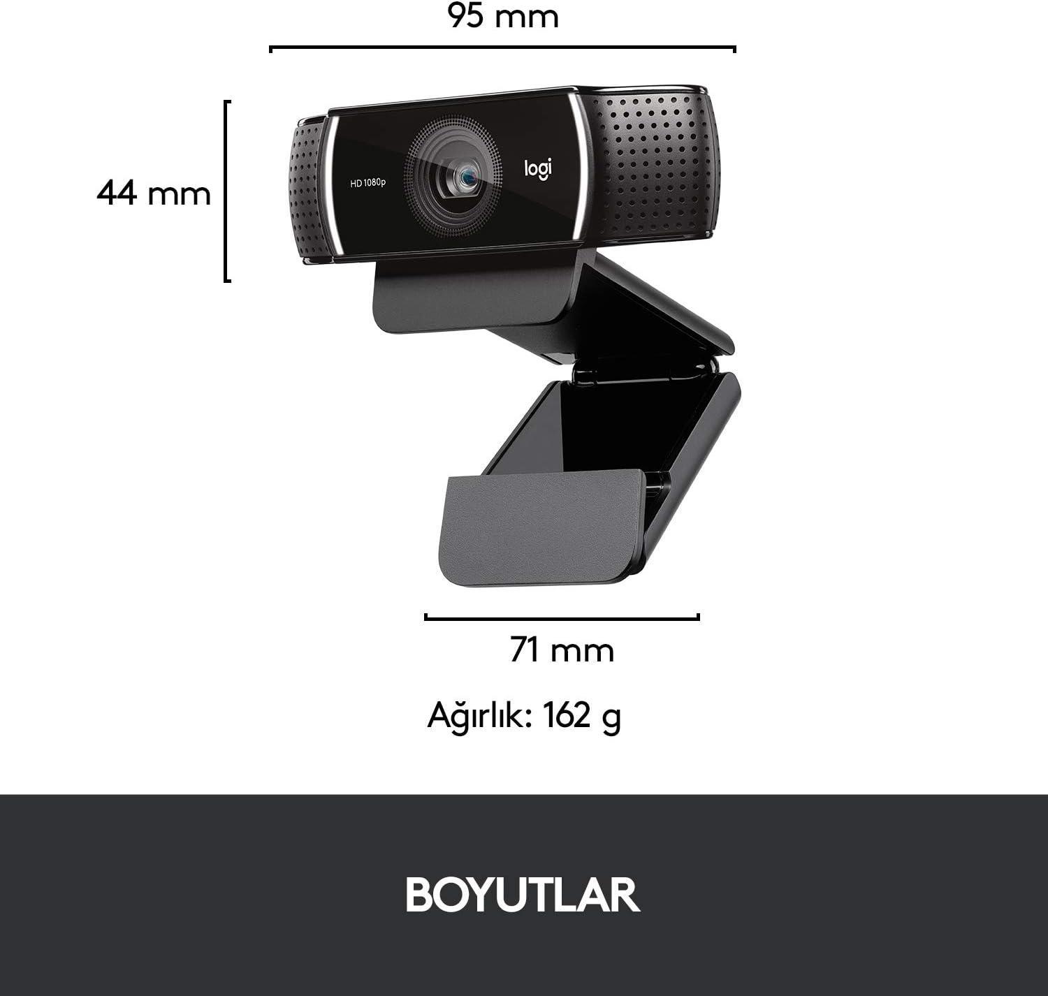 Logitech C922 Full HD 1080p Yayıncılar için Profesyonel Web Kamerası - Siyah