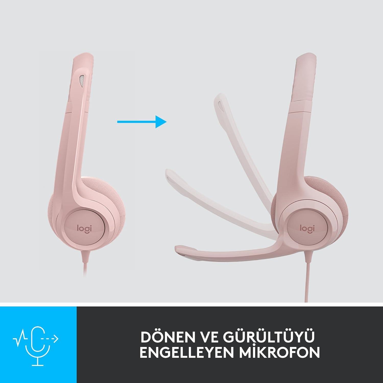Logitech H390 Kablolu Kulak Üstü Mikrofonlu Kulaklık Pembe