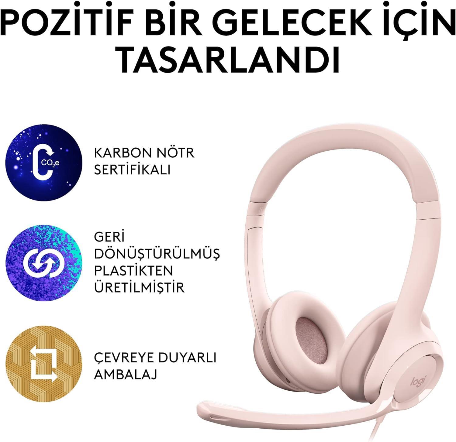 Logitech H390 Kablolu Kulak Üstü Mikrofonlu Kulaklık Pembe