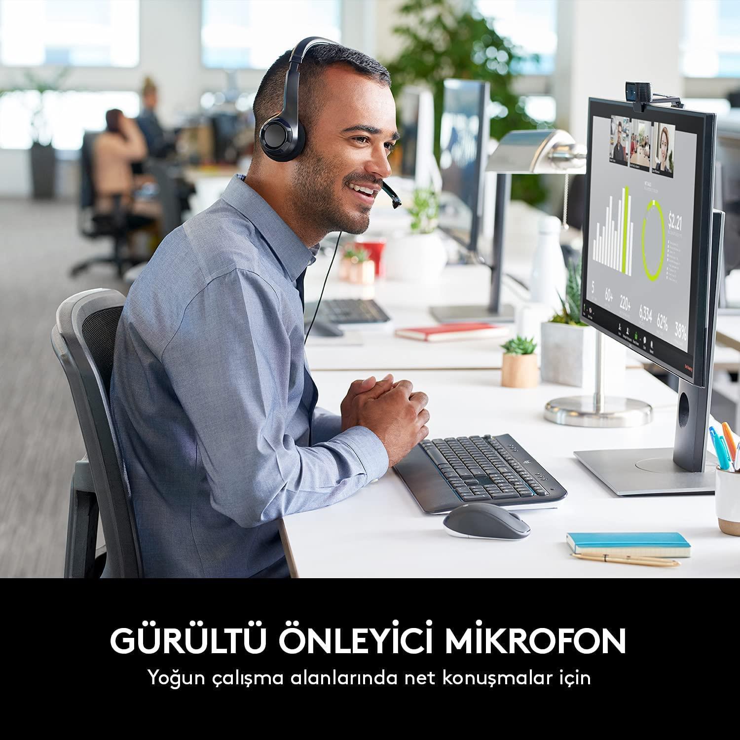 Logitech H390 Kablolu Kulak Üstü Mikrofonlu Kulaklık, Dijital Stereo Ses, Katlanabilir Gürültü Önley