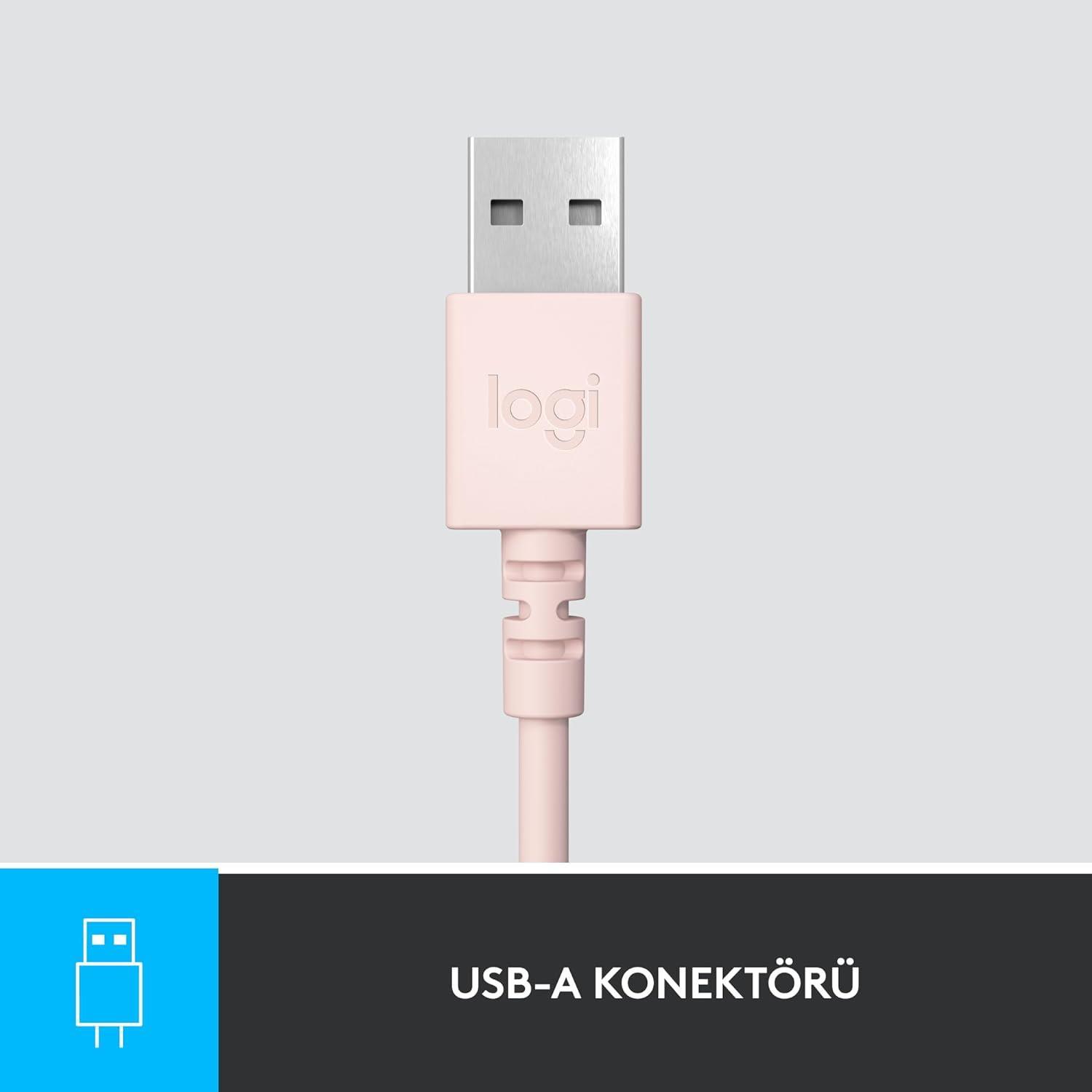 Logitech H390 Kablolu Kulak Üstü Mikrofonlu Kulaklık Pembe