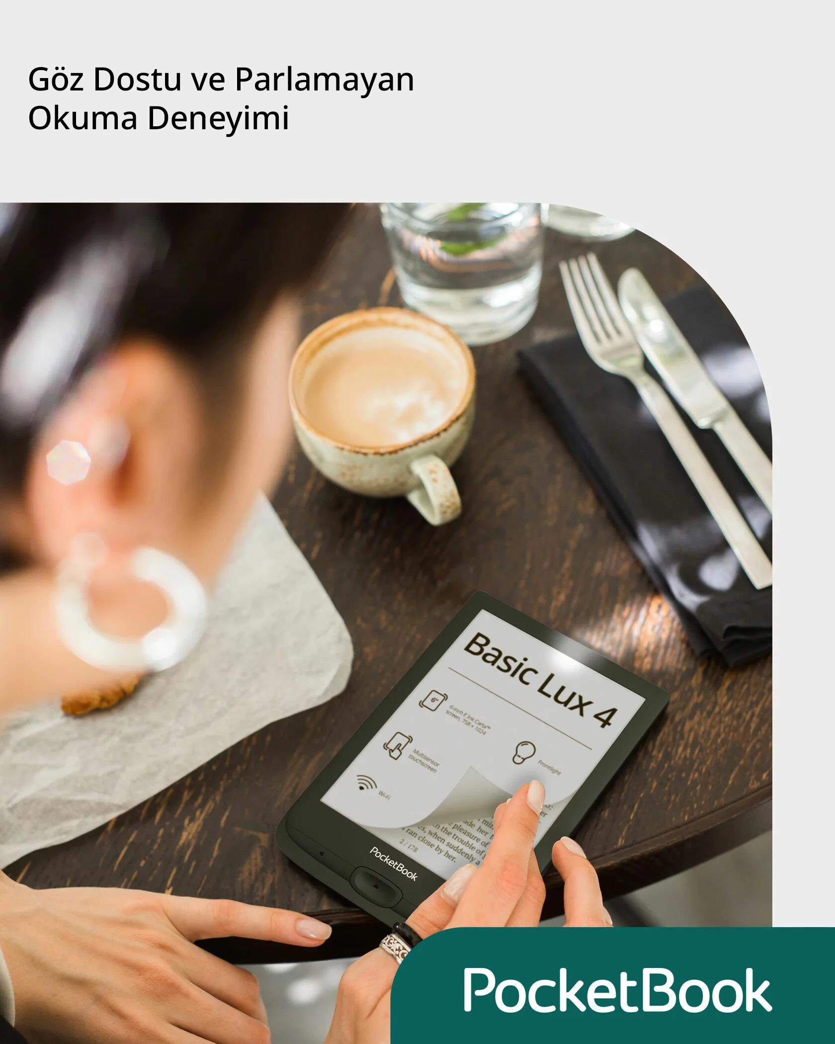 PocketBook Basic Lux 4 E-Kitap Okuyucu | 6ʺ E-Ink Teknolojisi | Siyah