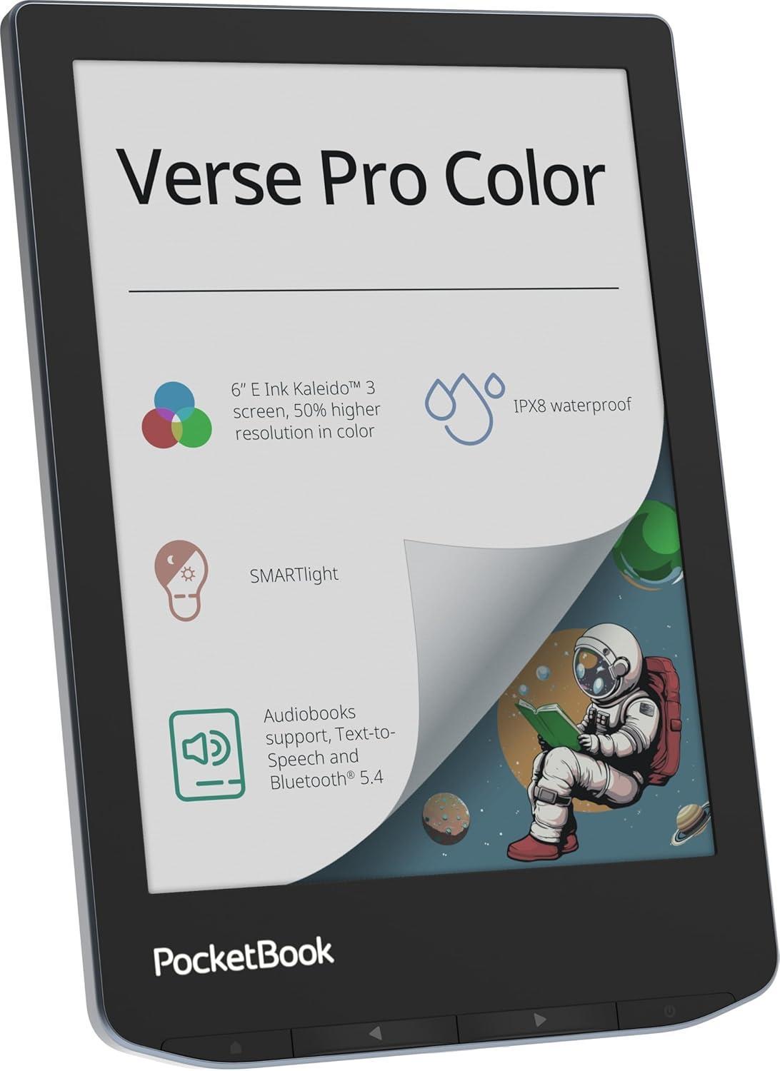 PocketBook Verse Pro Color | 6” e-Okuyucu | Renkli Ekran E Ink Kaleido™ 3 | Metin Okuma ve Bluetooth | Sesli Kitaplar | Ayarlanabilir Akıllı Işık | IPX8 Su Geçirmez | Stormy Sea