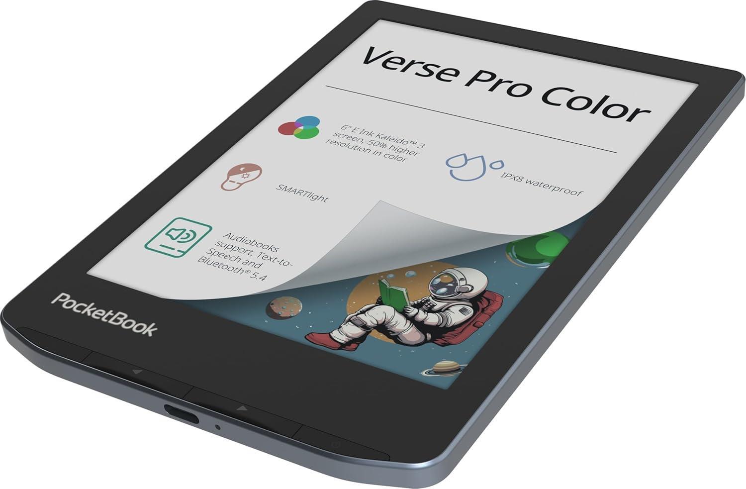 PocketBook Verse Pro Color | 6” e-Okuyucu | Renkli Ekran E Ink Kaleido™ 3 | Metin Okuma ve Bluetooth | Sesli Kitaplar | Ayarlanabilir Akıllı Işık | IPX8 Su Geçirmez | Stormy Sea