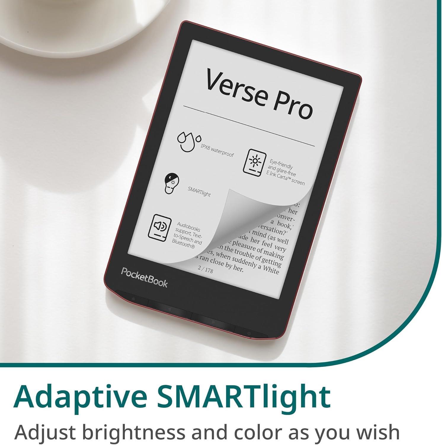 PocketBook Verse Pro E-Okuyucu | Su Geçirmez | 6'' E-Ink Carta™ HD | Sesli Kitap | Metinden Sese Fonksiyonu | Ayarlanabilir Akıllı Işık | 16GB | Azure