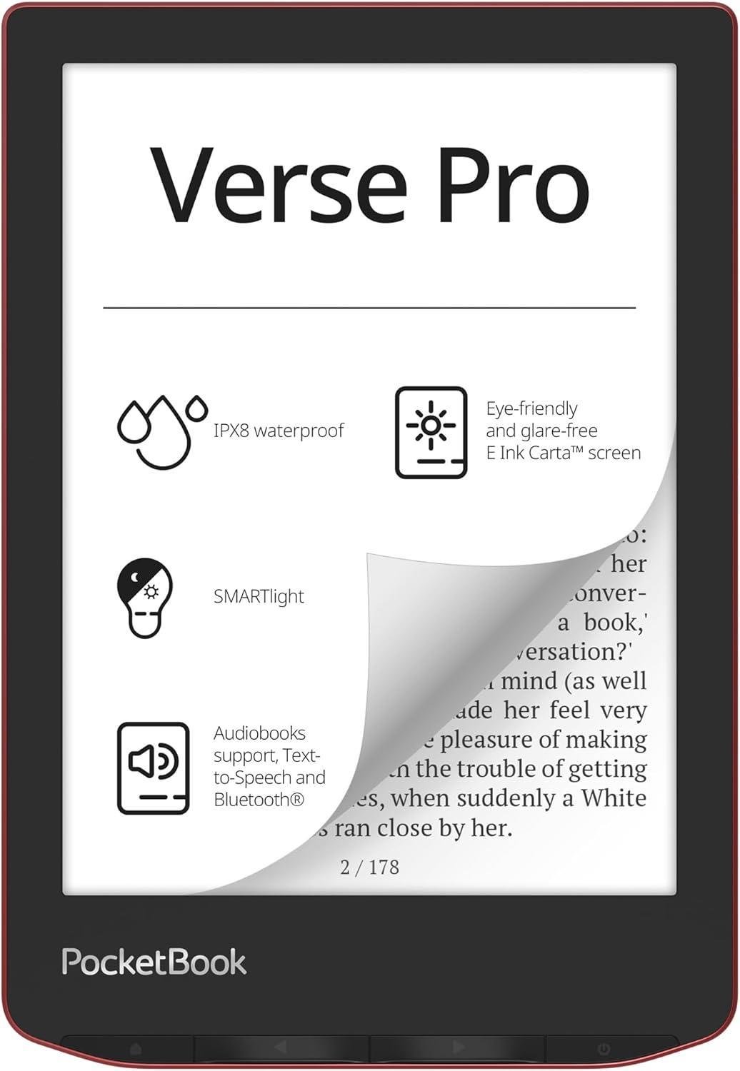 PocketBook Verse Pro E-Okuyucu | Su Geçirmez | 6'' E-Ink Carta™ HD | Sesli Kitap | Metinden Sese Fonksiyonu | Ayarlanabilir Akıllı Işık | 16GB | Azure
