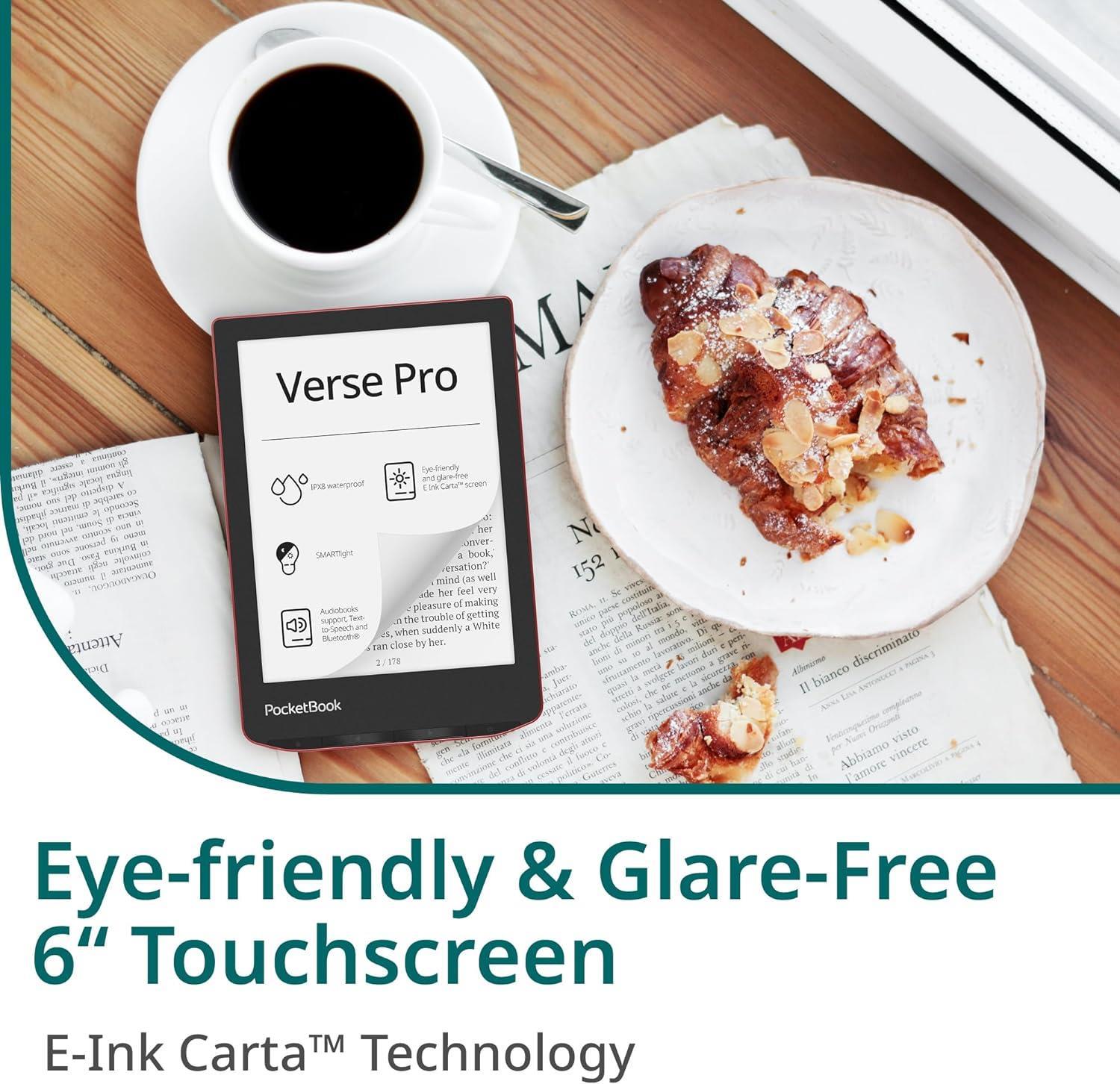 PocketBook Verse Pro E-Okuyucu | Su Geçirmez | 6'' E-Ink Carta™ HD | Sesli Kitap | Metinden Sese Fonksiyonu | Ayarlanabilir Akıllı Işık | 16GB | Azure
