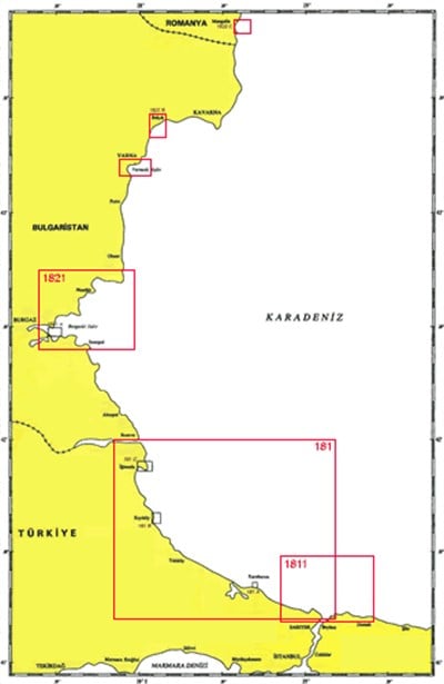 TR 1822 Harita: Bulgaristan - Romanya Limanları: Varna,..