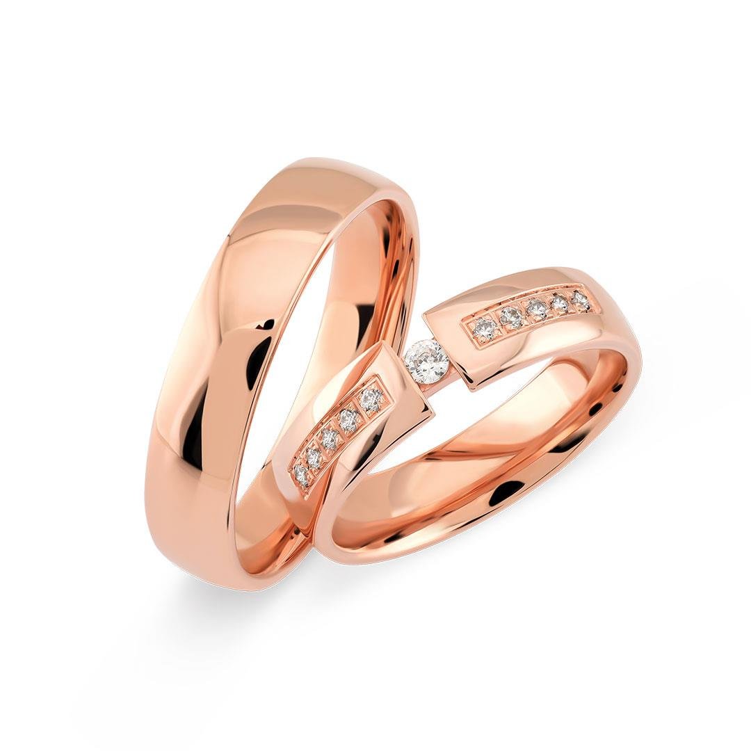 HUTTENBERG 14 Ayar  Rose Bombeli Taşlı Altın Alyans Koleksiyon14 Ayar  Rose Bombeli Taşlı Altın Alyans Koleksiyon