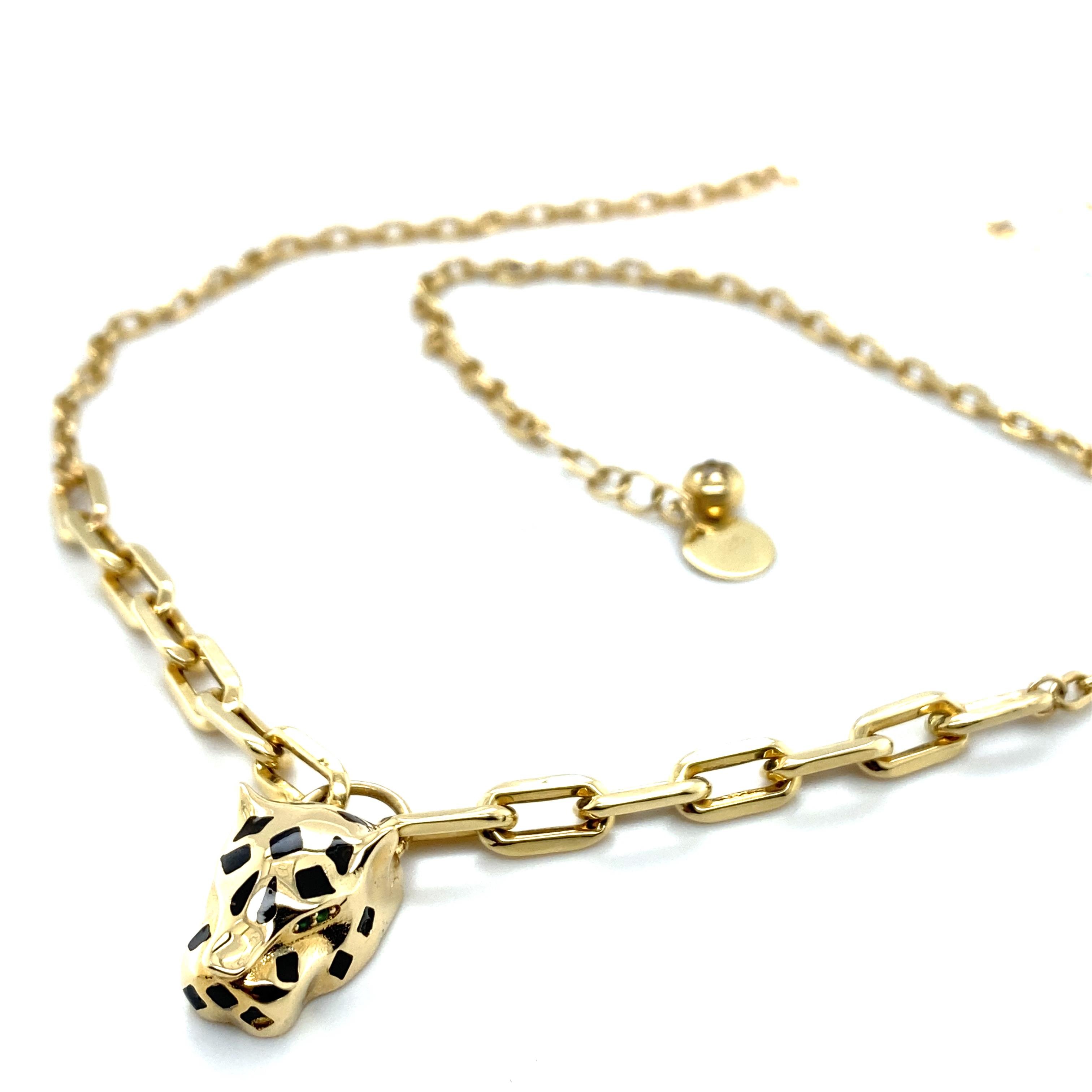 KOLYE14 Ayar Jaguar Başlı Kolye