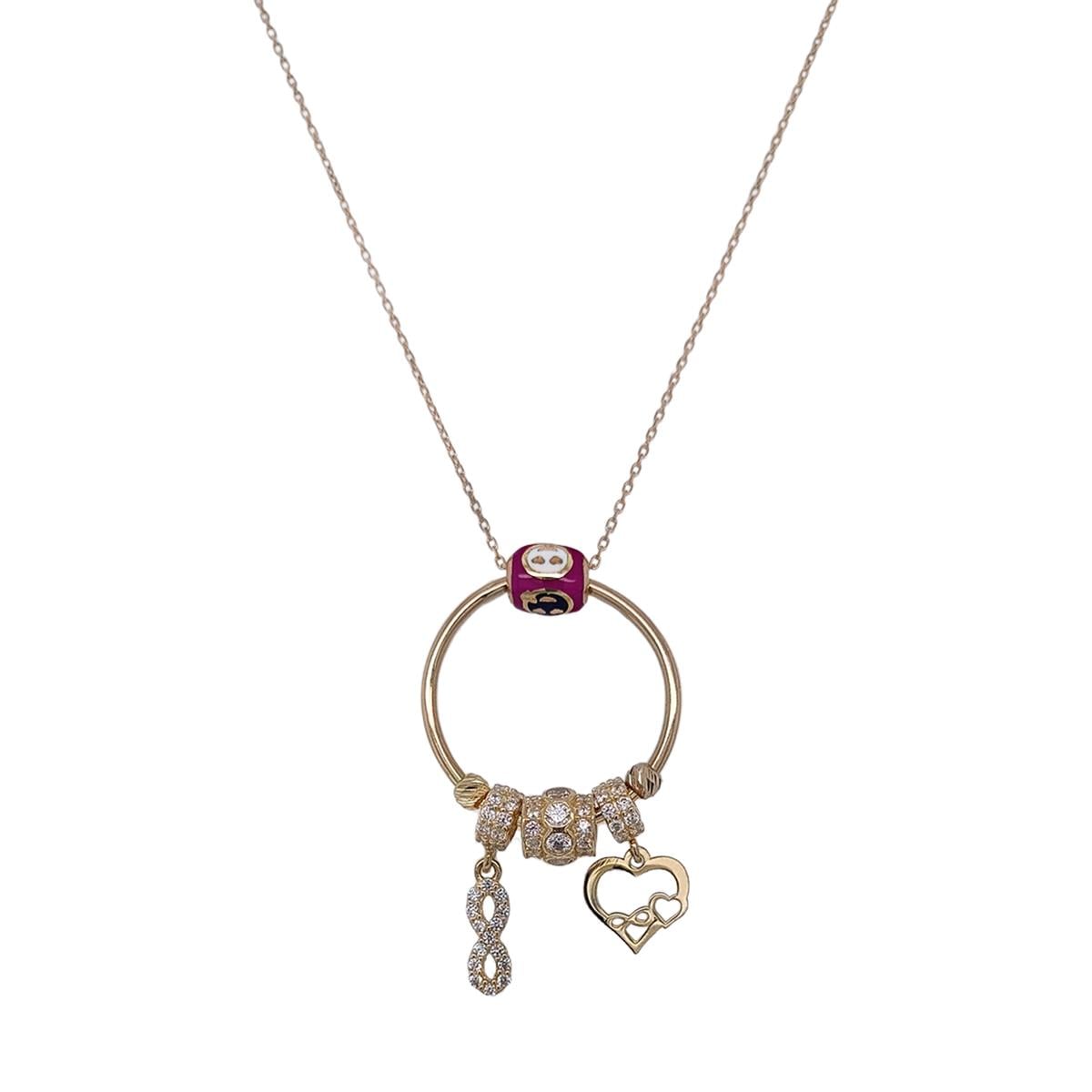 KOLYE14 Ayar  Pandora Charm Halka Kolye