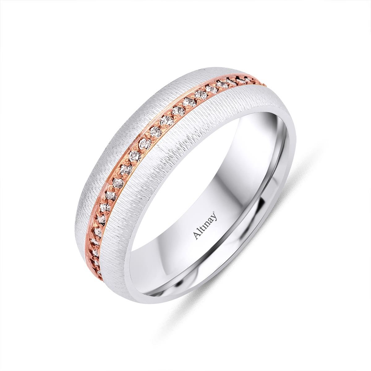 TAŞLI ALYANS14 Ayar 5 mm Ortası Tamtur Kadın Altın Alyans Yüzük14 Ayar 5 mm Ortası Tamtur Kadın Altın Alyans Yüzük