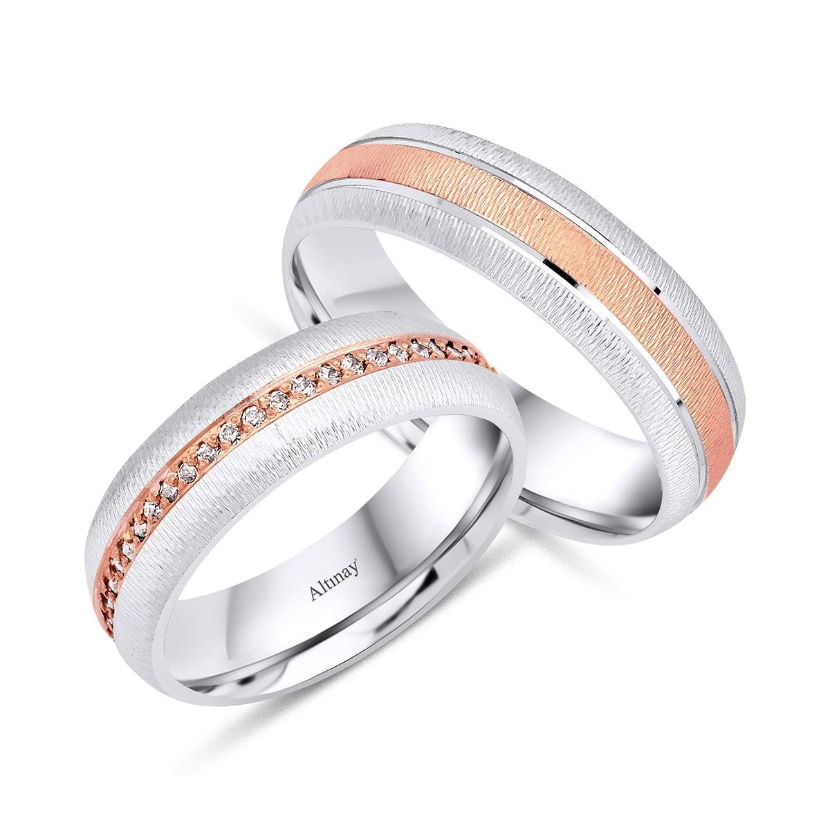 TAŞLI ALYANS14 Ayar 5 mm Ortası Tamtur Kadın Altın Alyans Yüzük14 Ayar 5 mm Ortası Tamtur Kadın Altın Alyans Yüzük