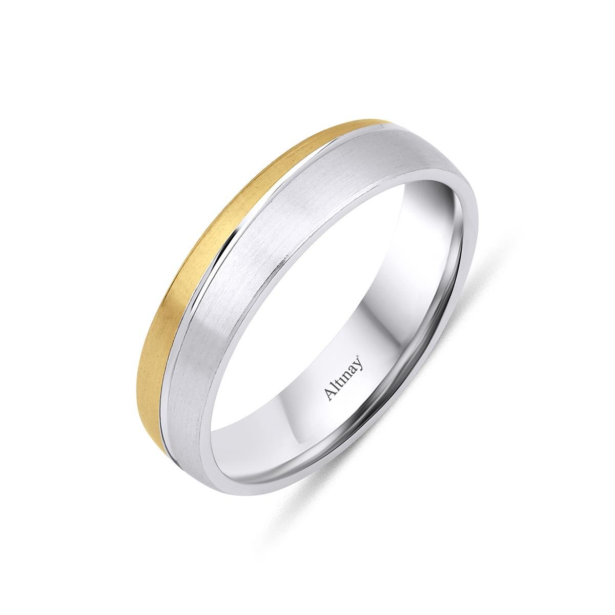 TAŞLI ALYANS14 Ayar 6 mm Taşlı Düz Model Kadın Altın Alyans Yüzük