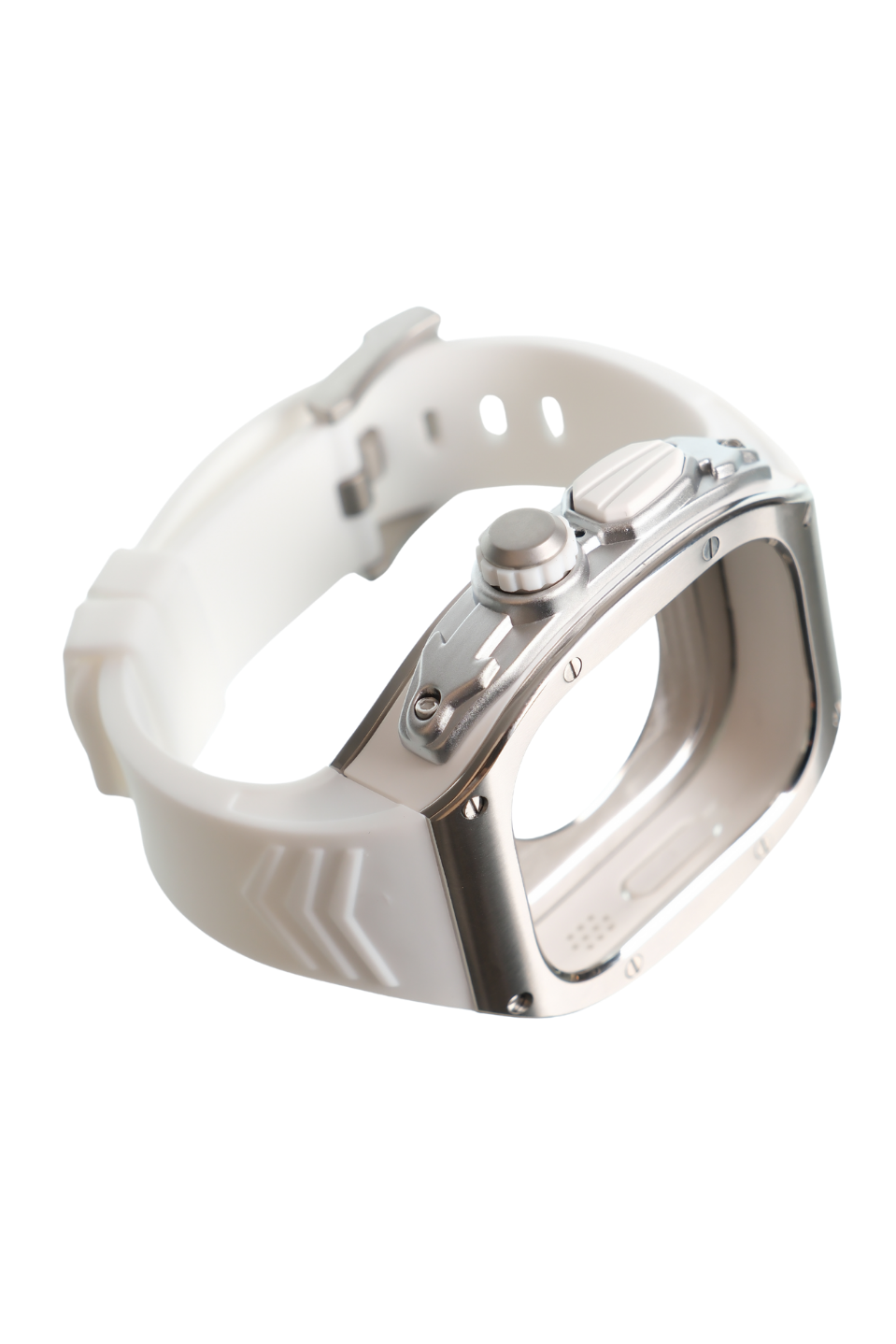 Apple Saat Kasa kordon white silver 49mm silikon kauçuk bant paslanmaz çelik kasa  iWatch ULTRA Apple KordonWATCHOFROYALkasakrdonApple Saat Kasa kordon white silver 49mm silikon kauçuk bant paslanmaz çelik kasa  iWatch ULTRA 