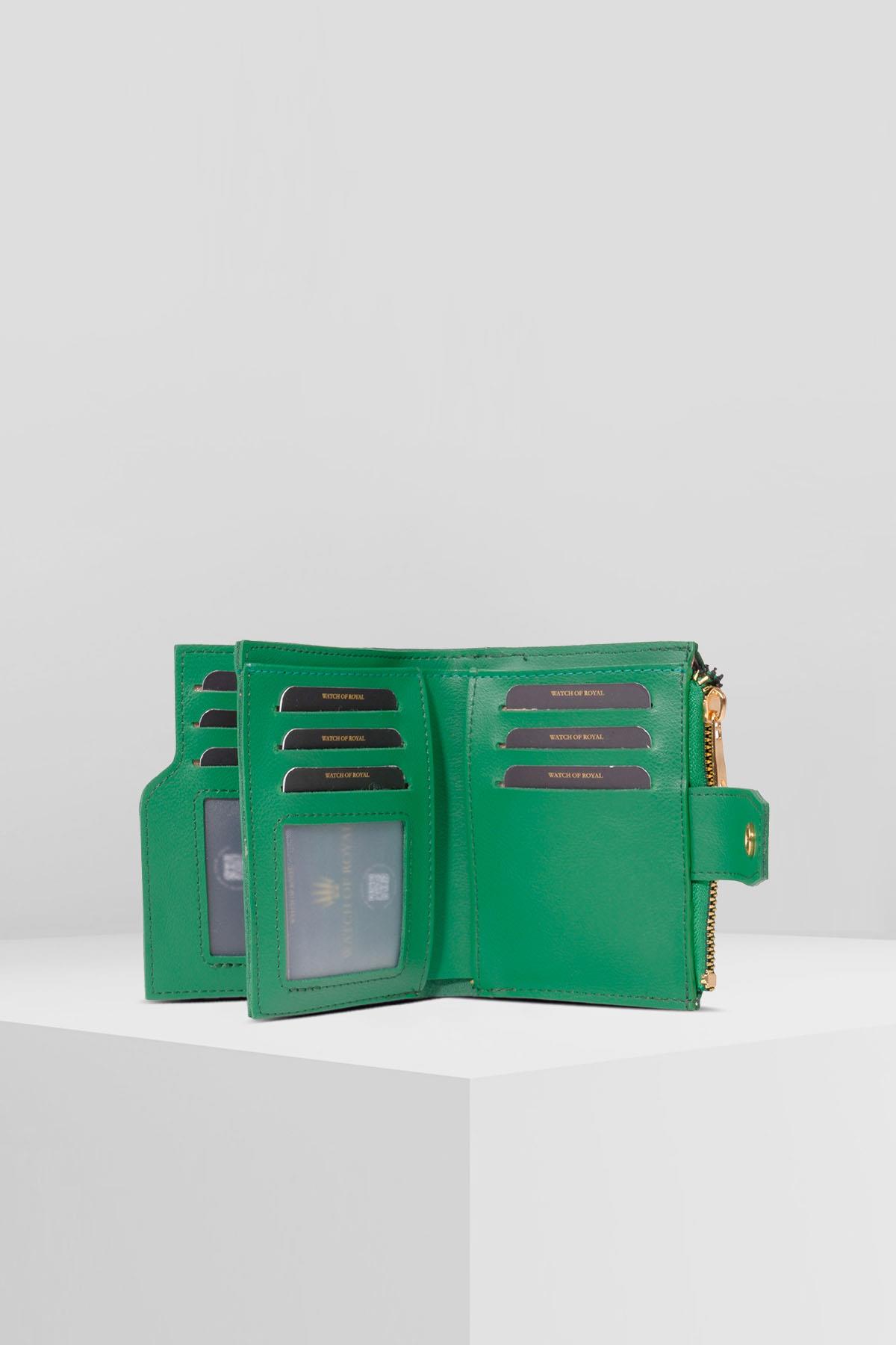CORALINE  GREEN VEGAN LEATHER WALLET CARD HOLDERWalletWATCHOFROYALCORALİNECORALINE  GREEN VEGAN LEATHER WALLET CARD HOLDER