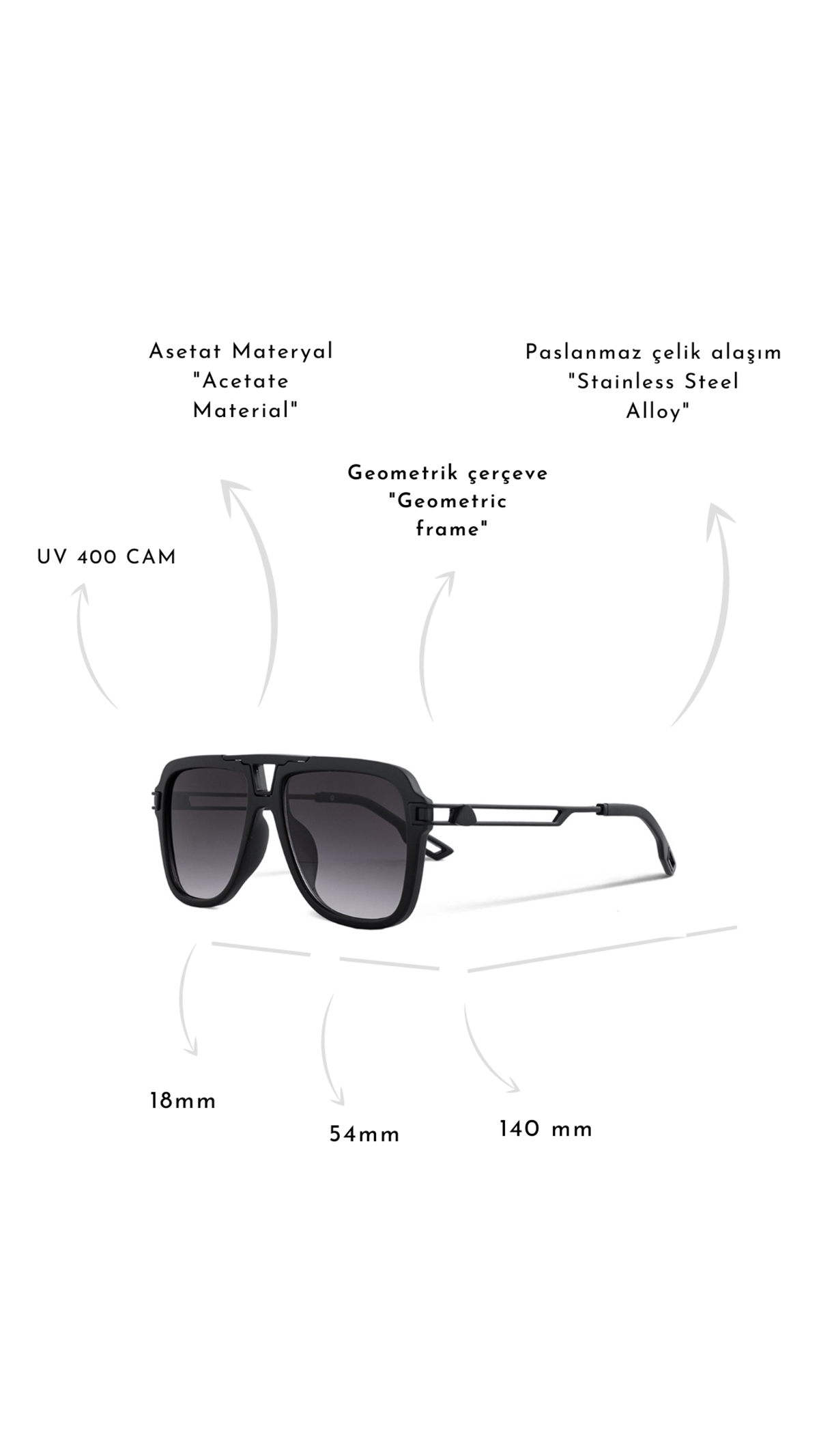 ROYAL EYEWEAR BOLT DARK BLACK UNİSEX SUNGLASSESGÖZLÜKWATCHOFROYALBLTDRKBLCKROYAL EYEWEAR BOLT DARK BLACK UNİSEX SUNGLASSES