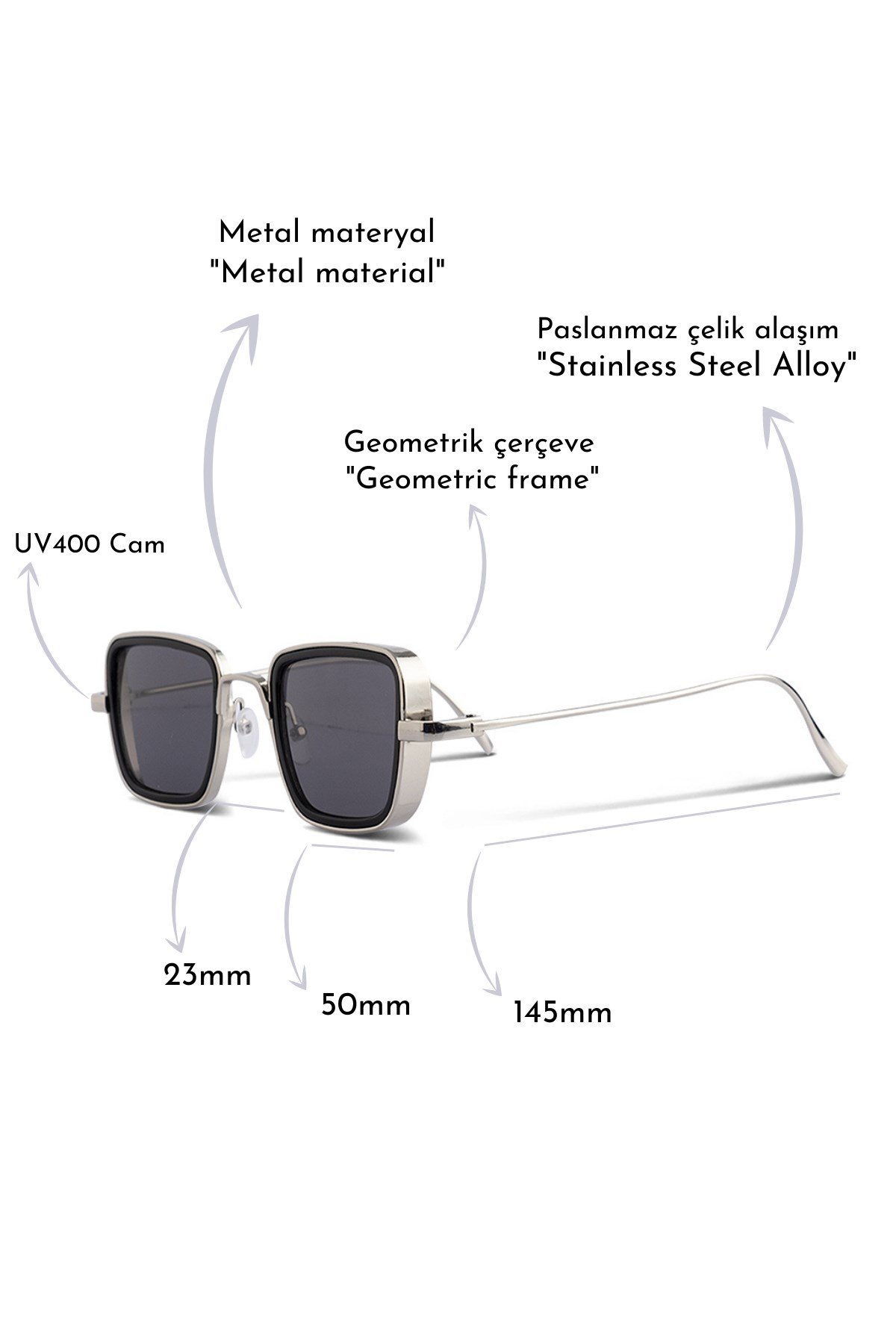 ROYAL EYEWEAR EX657-SILVER BLACK UNISEX SUNGLASSESSUNGLASSESWATCHOFROYALREEX657SLVRBLCKROYAL EYEWEAR EX657-SILVER BLACK UNISEX SUNGLASSES