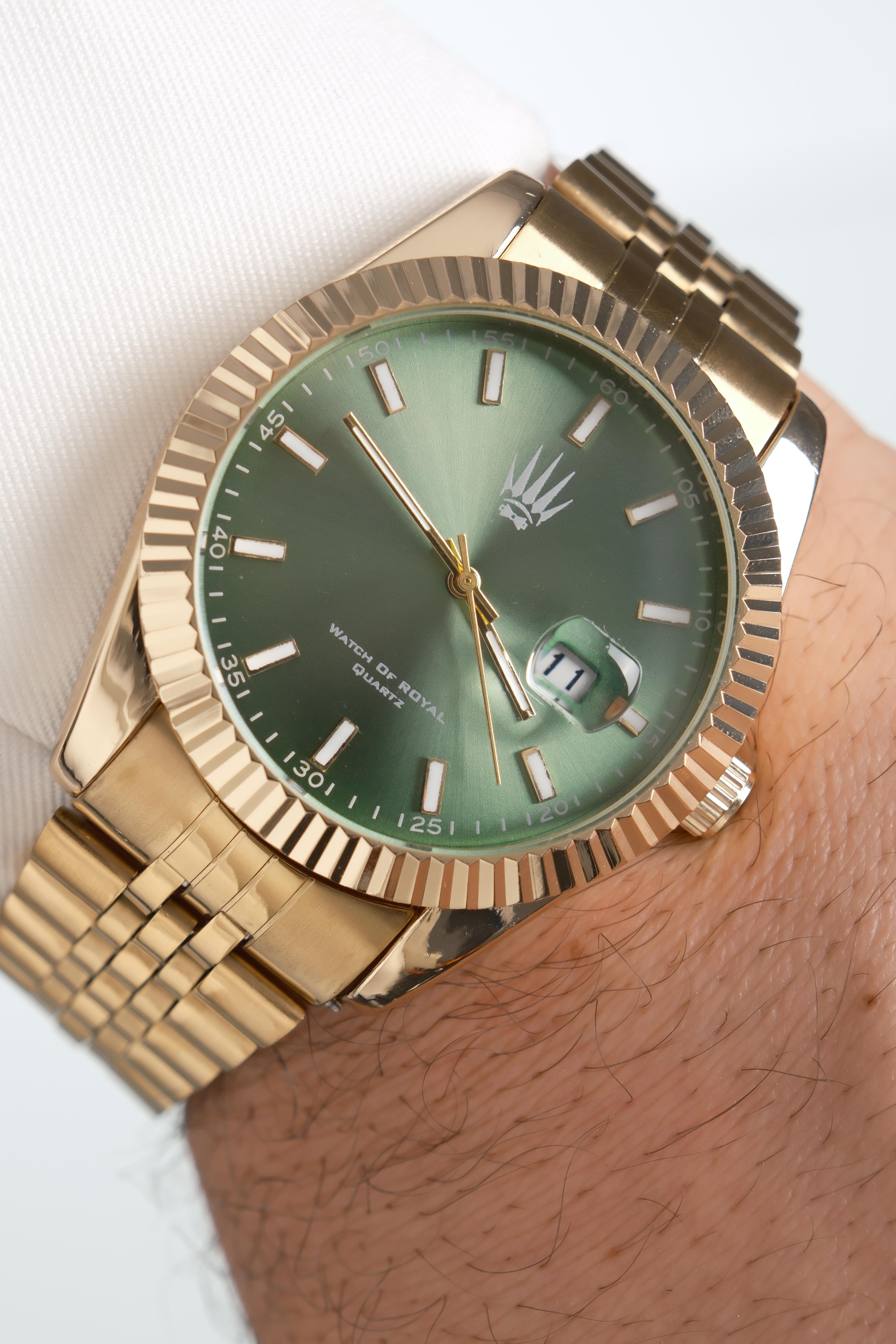 Crest Line Gold Green Kol SaatiWatchesWATCHOFROYALCrest LineCrest Line Gold Green Kol Saati