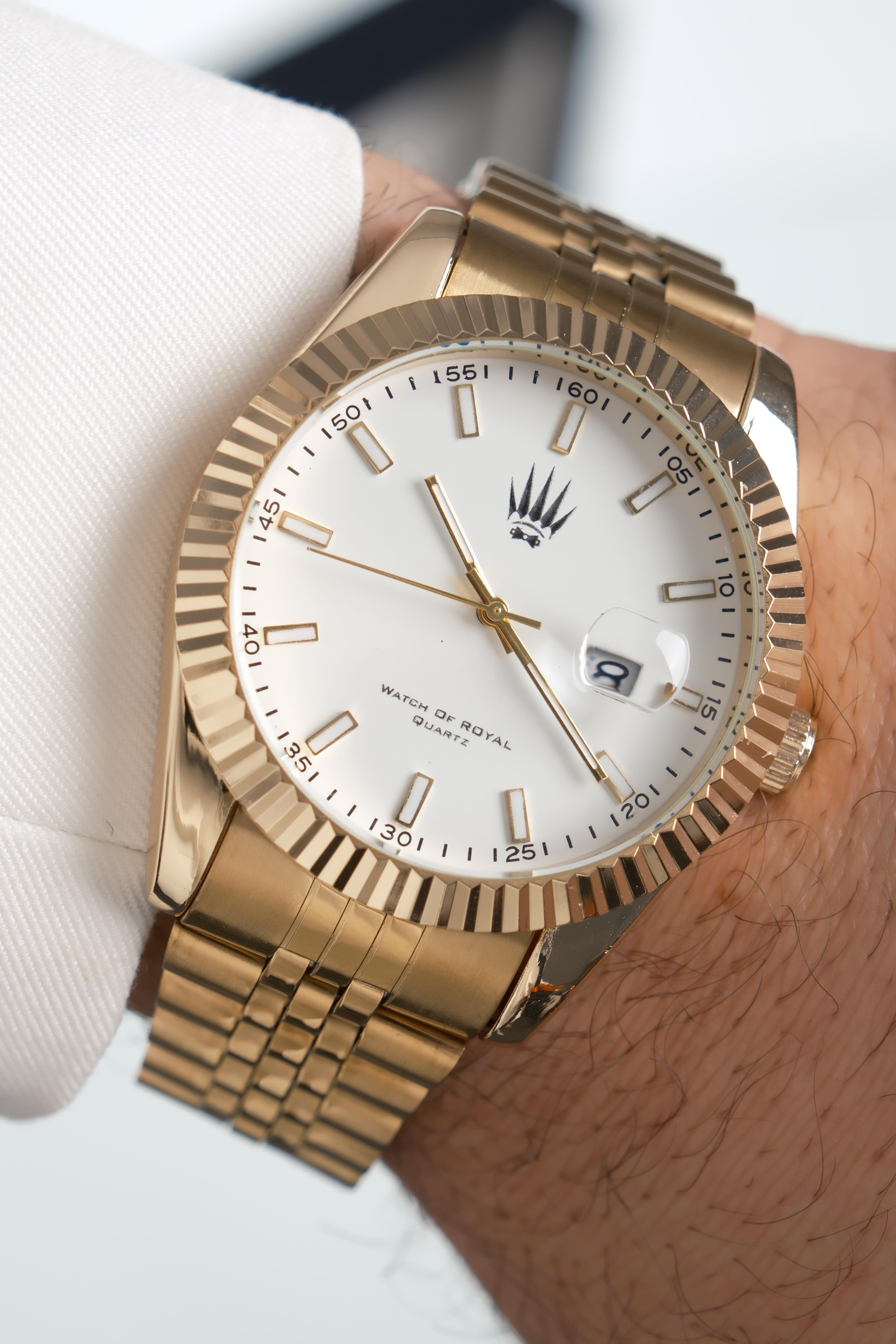 Crest Line Gold White Kol SaatiKol SaatiWATCHOFROYALCrest LineCrest Line Gold White Kol Saati