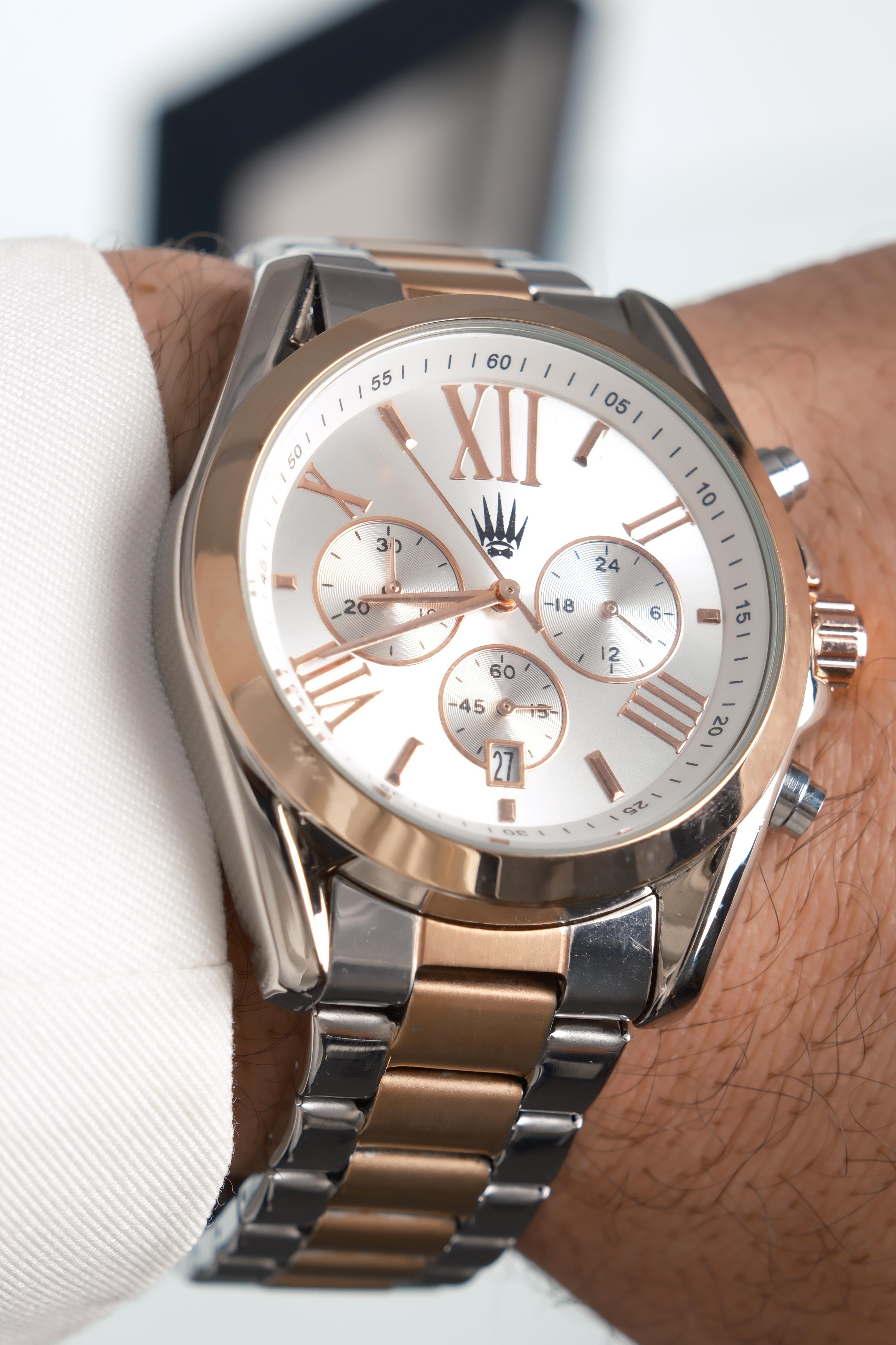 Royce Silver Gold White Çelik Kol SaatiWatchesWATCHOFROYALRoyceRoyce Silver Gold White Çelik Kol Saati