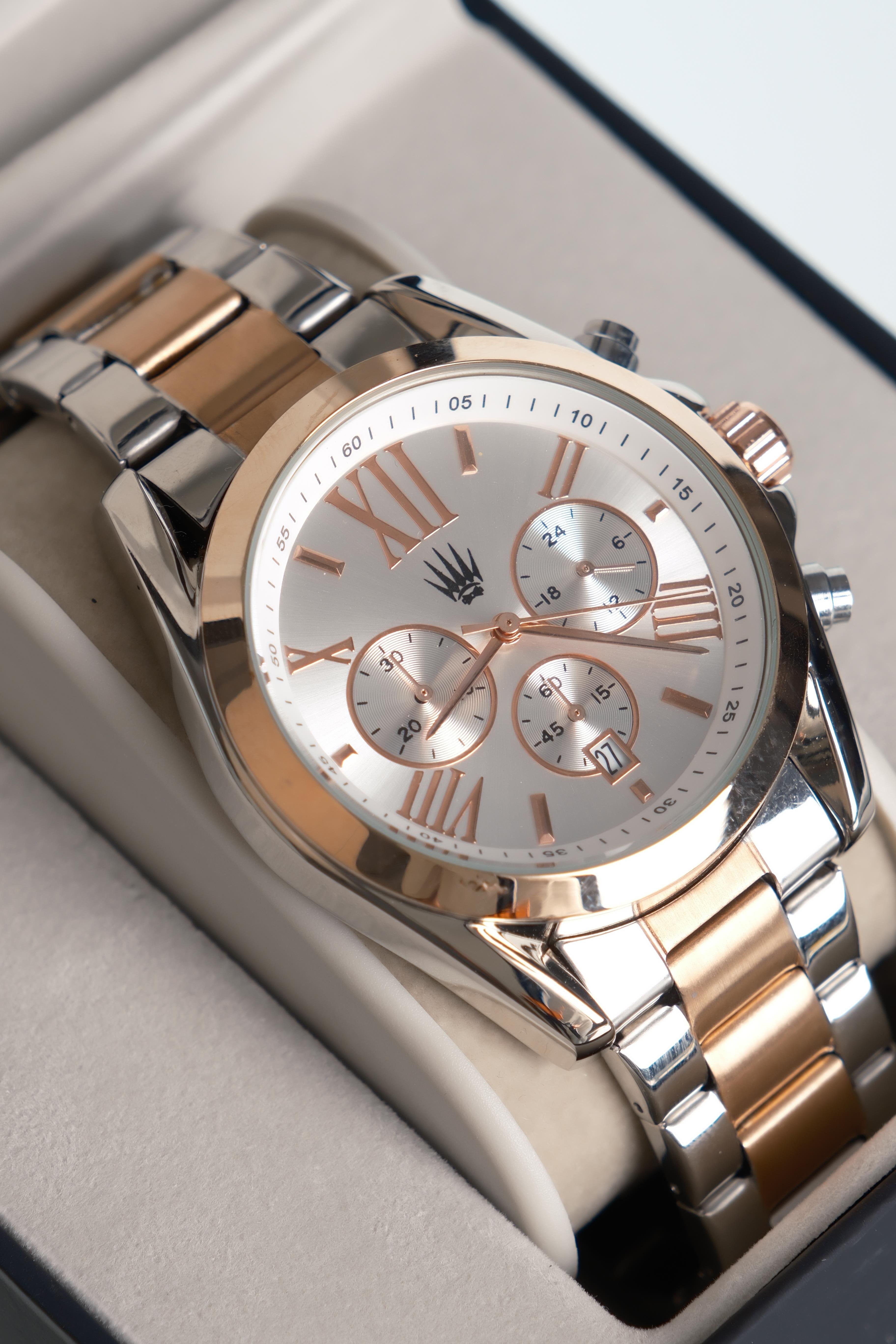 Royce Silver Gold White Çelik Kol SaatiWatchesWATCHOFROYALRoyceRoyce Silver Gold White Çelik Kol Saati