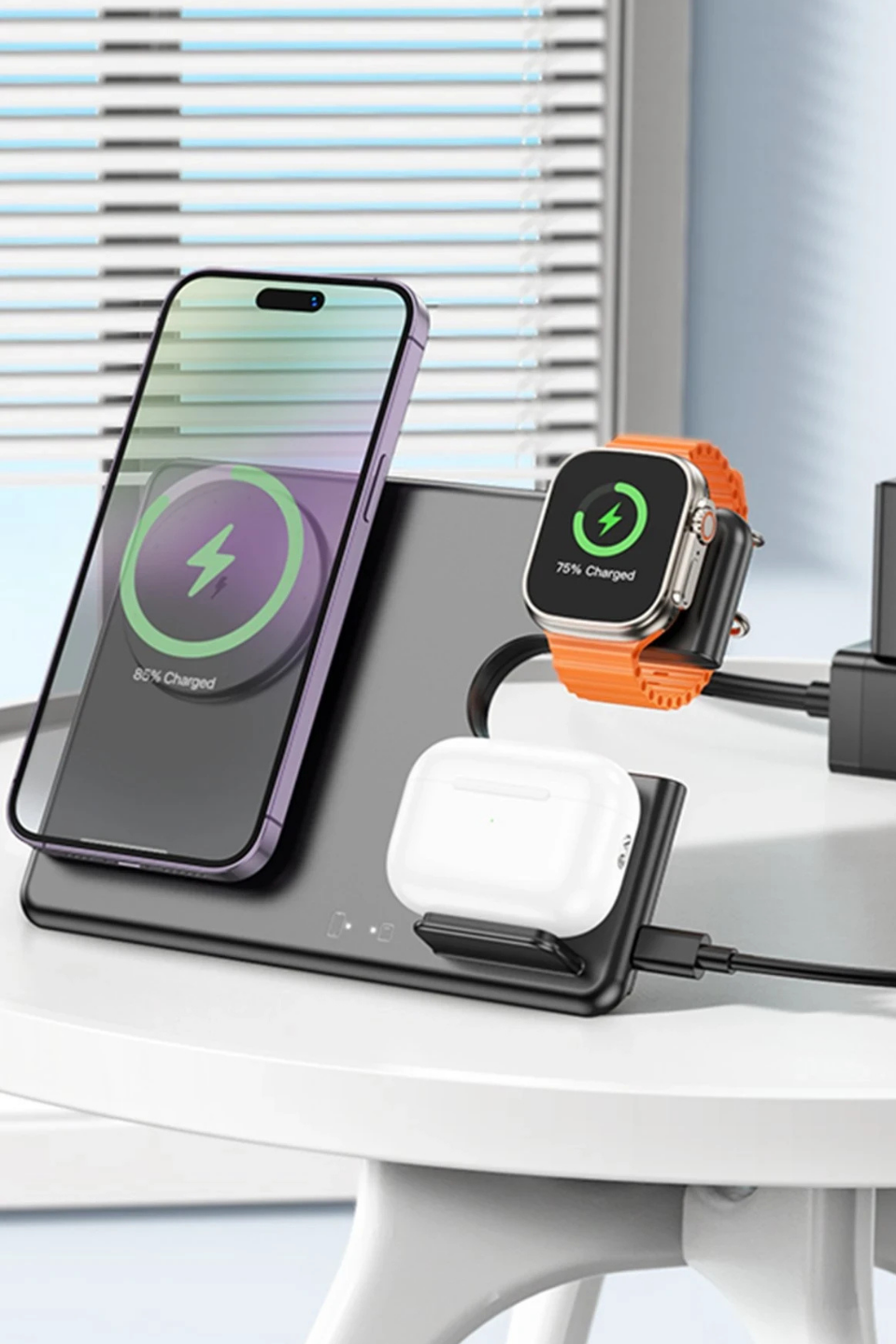 MagDesk 15W Hızlı Şarj Katlanabilir 3'lü Stand.Type-C Girişli Güç MerkeziŞarj StandıWATCHOFROYALMagDeskMagDesk 15W Hızlı Şarj Katlanabilir 3'lü Stand.Type-C Girişli Güç Merkezi