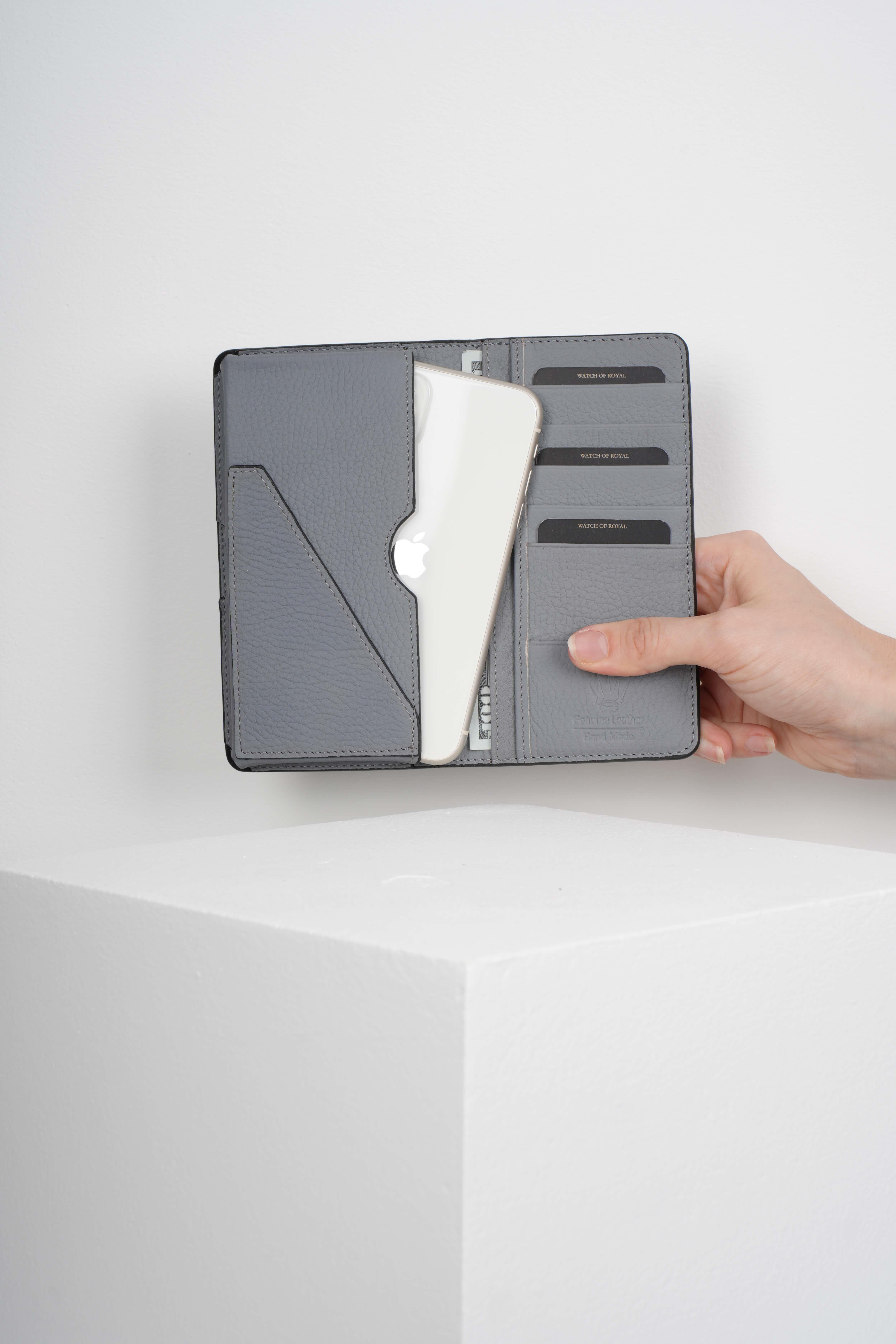 ELEGANT GREY GENUINE LEATHER PHONE WALLETTelefon CüzdanıWATCHOFROYALELGNTGRYELEGANT GREY GENUINE LEATHER PHONE WALLET