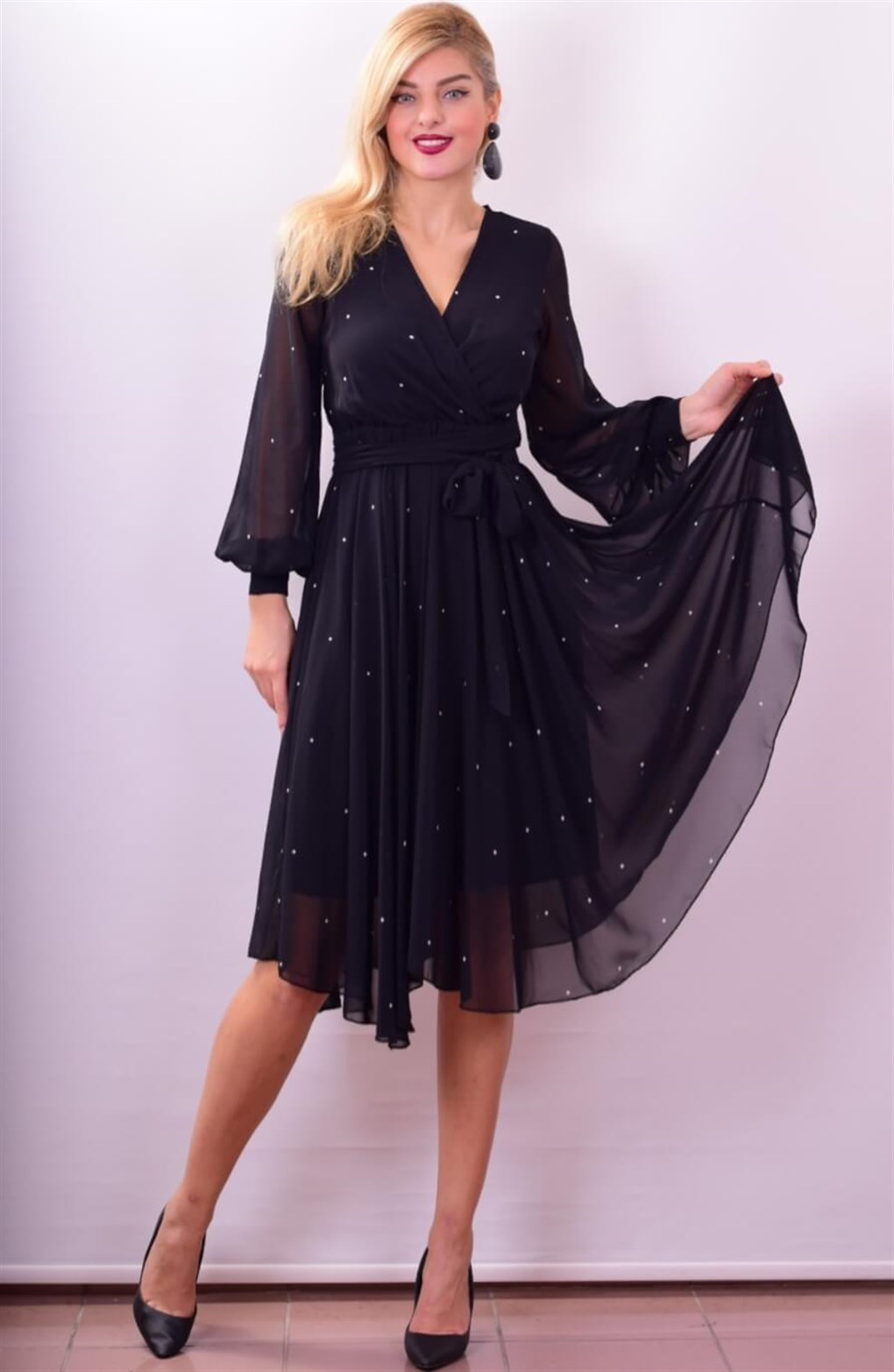 5342 Puantiye Şifon Elbise