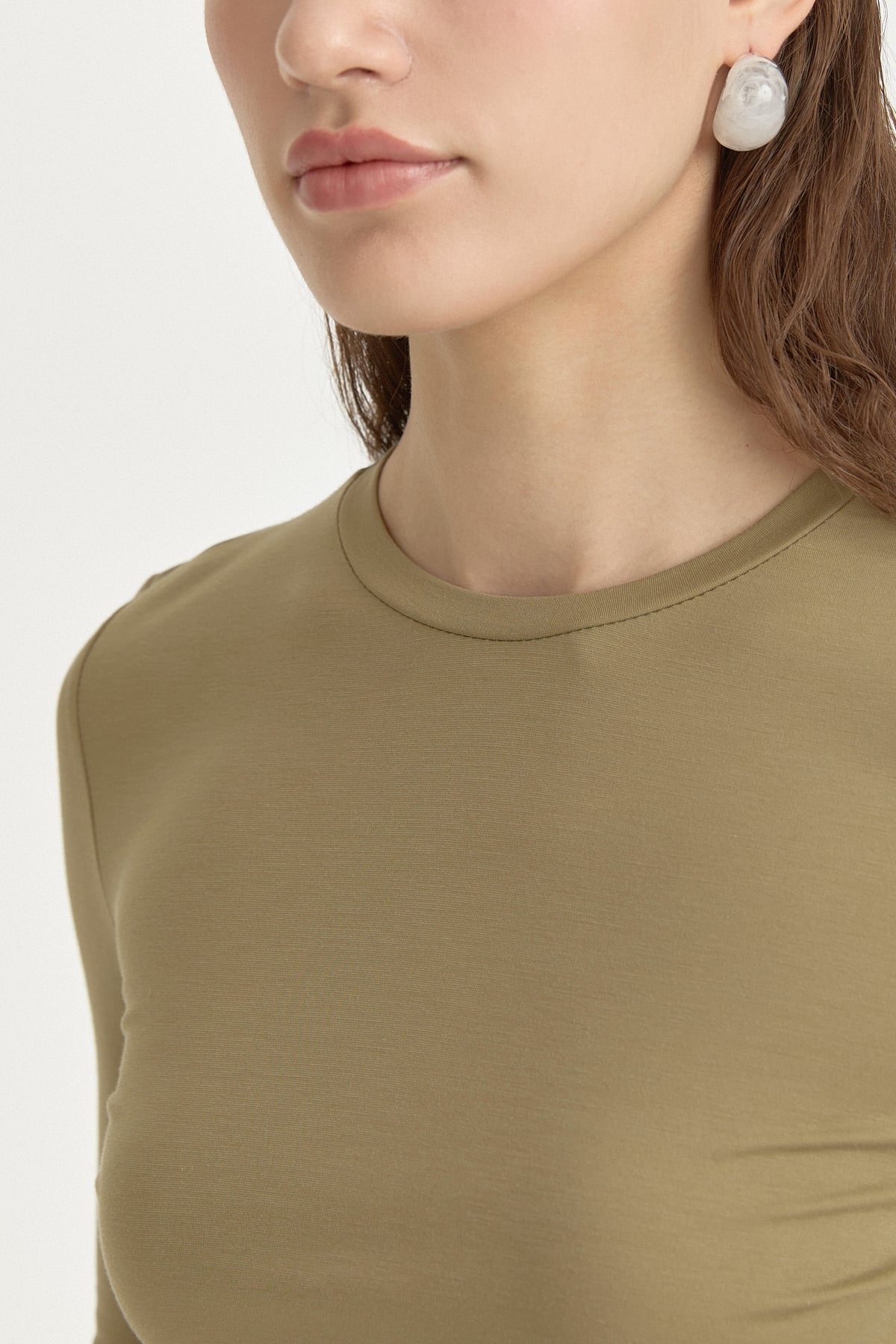 Basic Örme Bluz  Haki