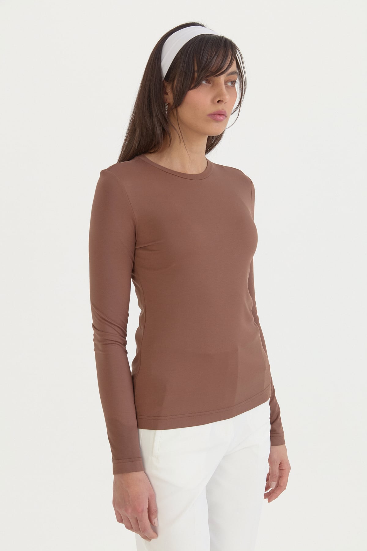 Basic Örme rayon karışımlı Bluz  Kahve