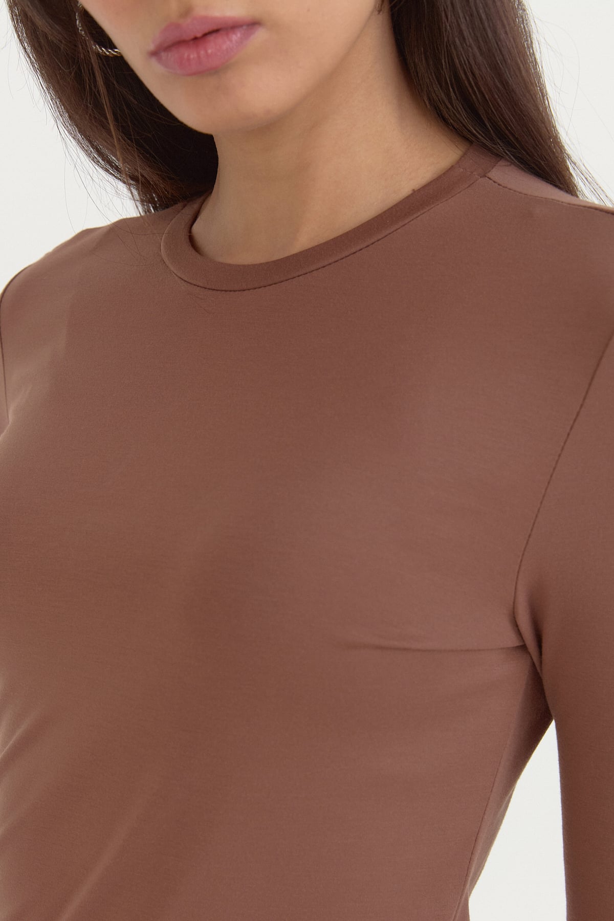 Basic Örme rayon karışımlı Bluz  Kahve